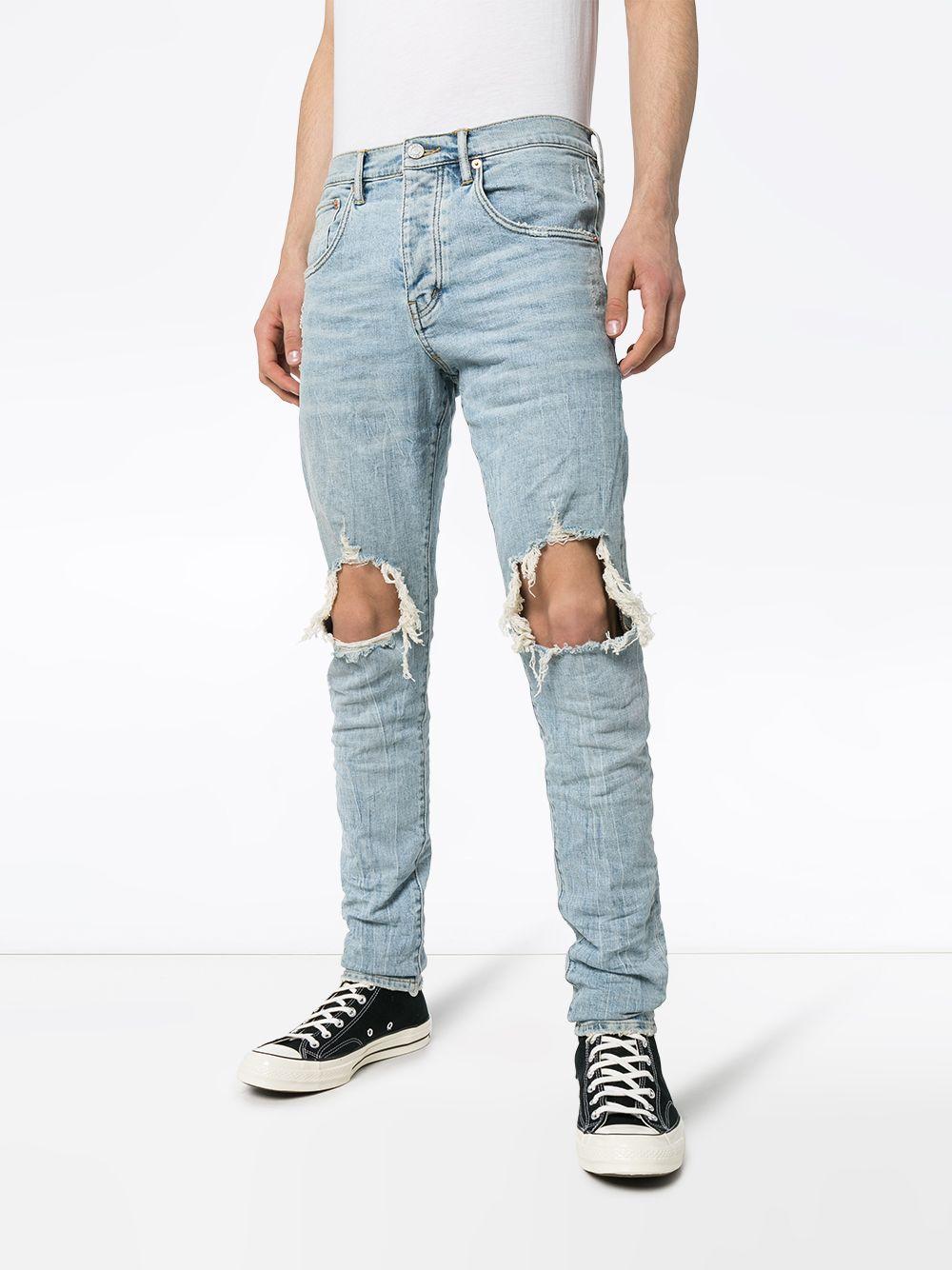 distressed-finish slim fit jeans Product Image