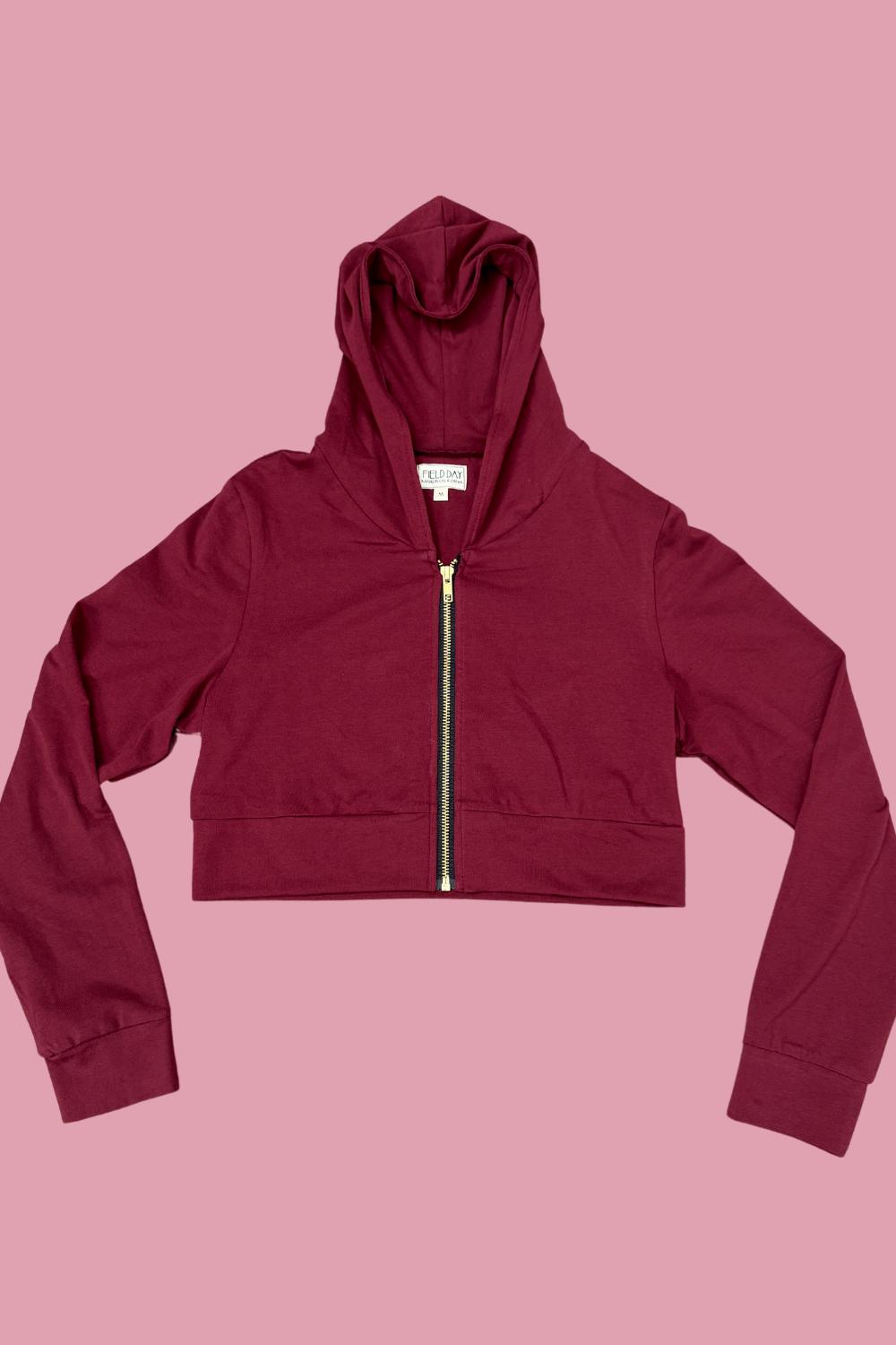 Cropped Hoodie In Merlot Product Image