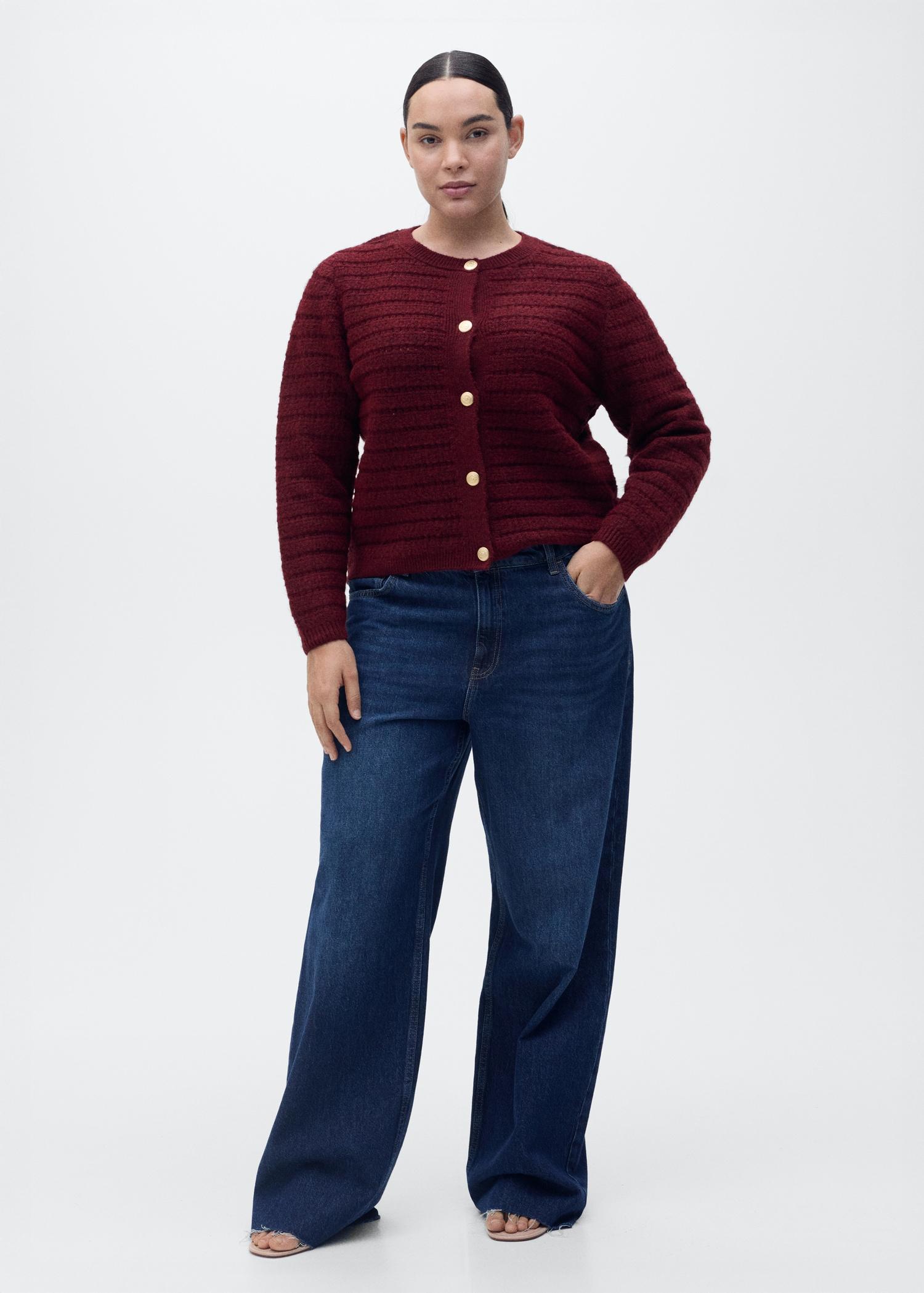 Knitted jacket with openwork details - Women | MANGO USA Product Image