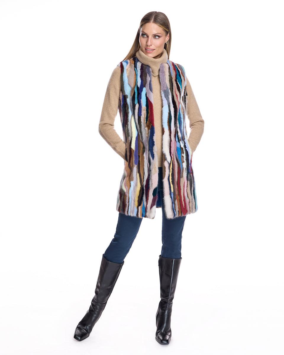Multicolor Mink Sections vest Product Image