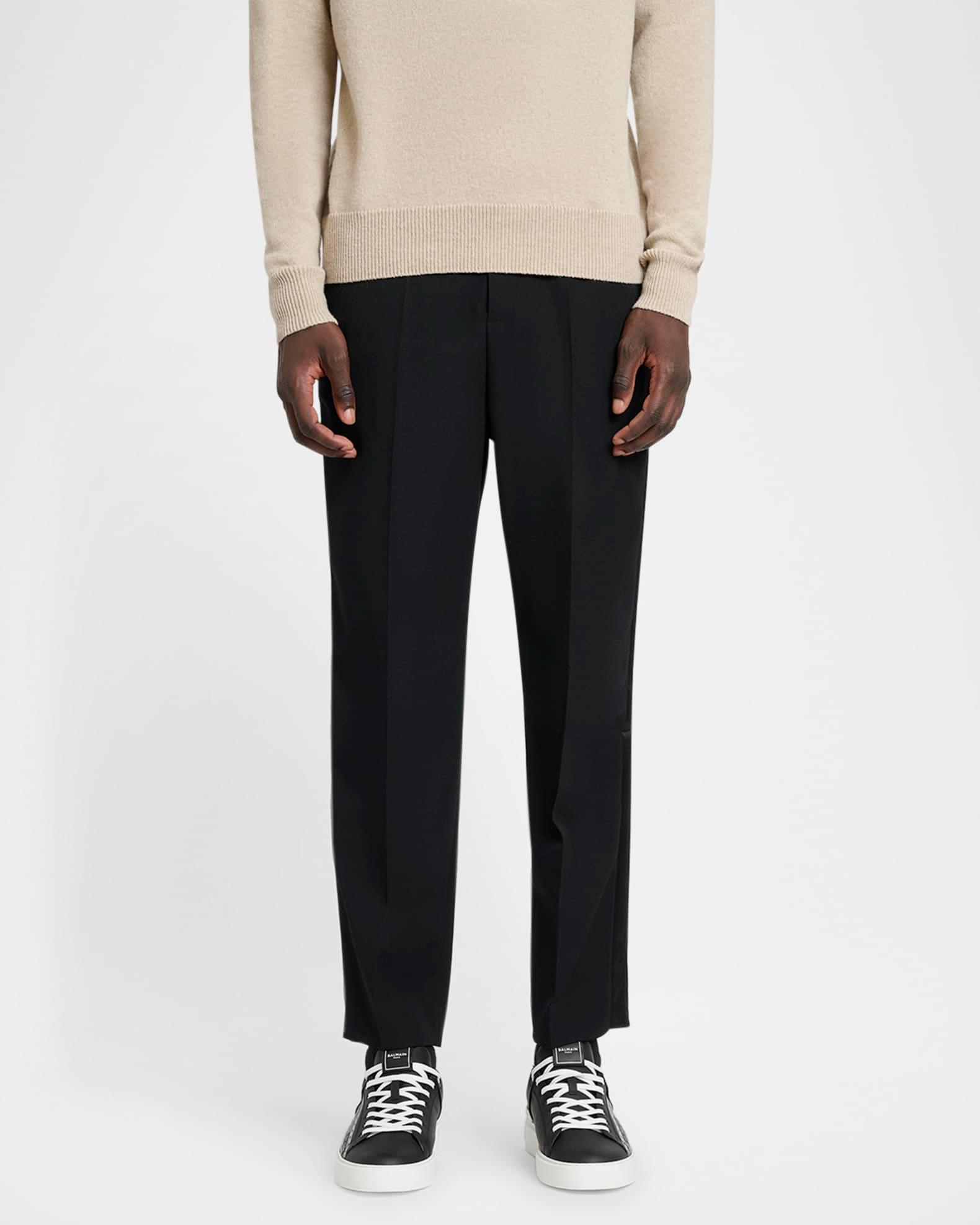 Men's Straight-Fit Tailored Satin-Trim Pants Product Image