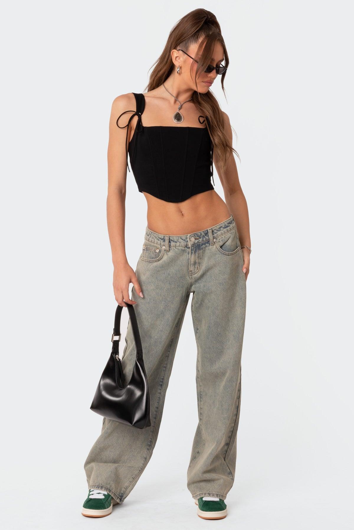 Magda Acid Wash Low Rise Baggy Jeans Product Image