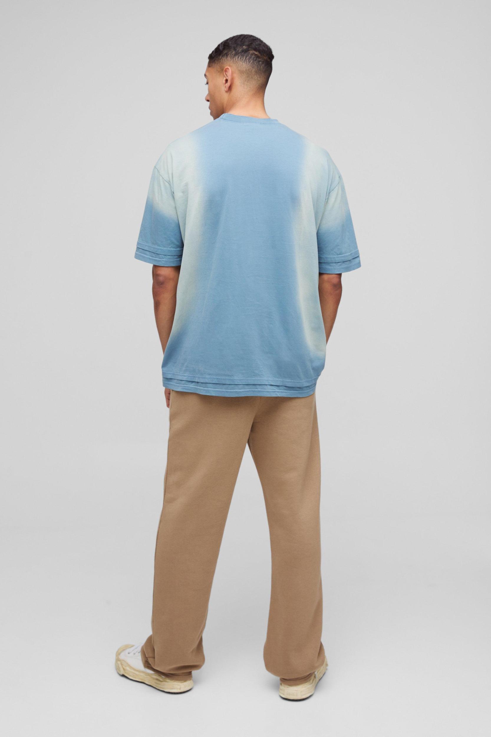 Oversized Faux Layer Spray Wash T-Shirt | boohooMAN USA Product Image