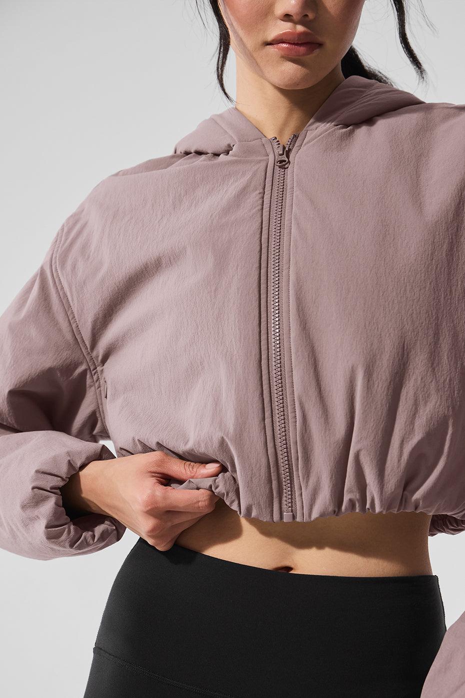 Cropped Mountain Peak Full-Zip Hoodie - Mushroom Female Product Image