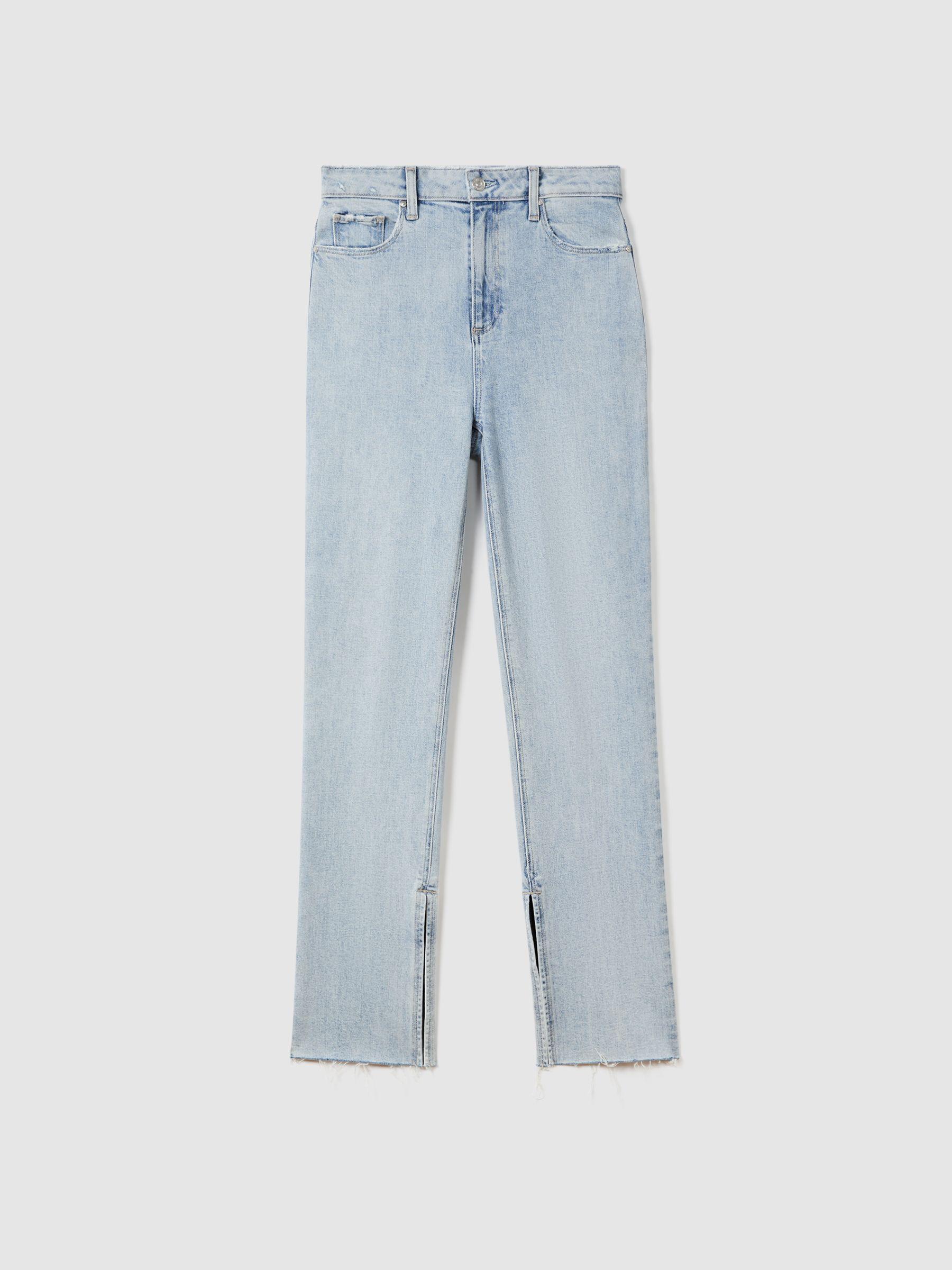 Paige Straight Leg Split Hem Jeans in Gianna Blue Product Image