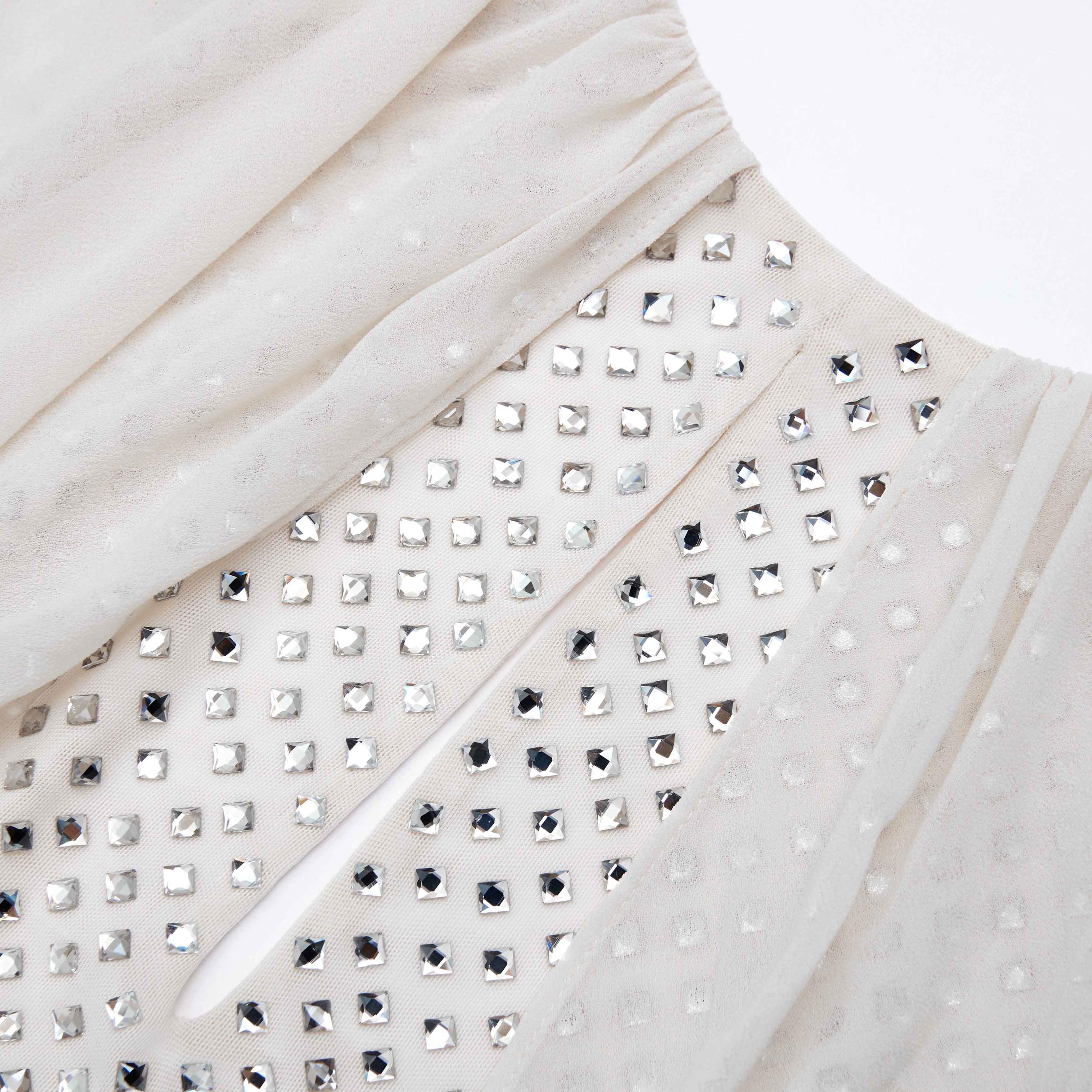 Cream Rhinestone Cape Maxi Dress Product Image