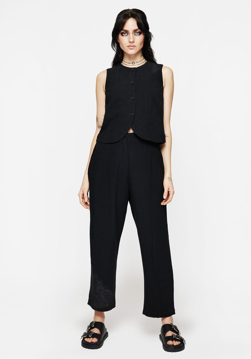 Aya Embroidered Linen Blend Balloon Pants Product Image