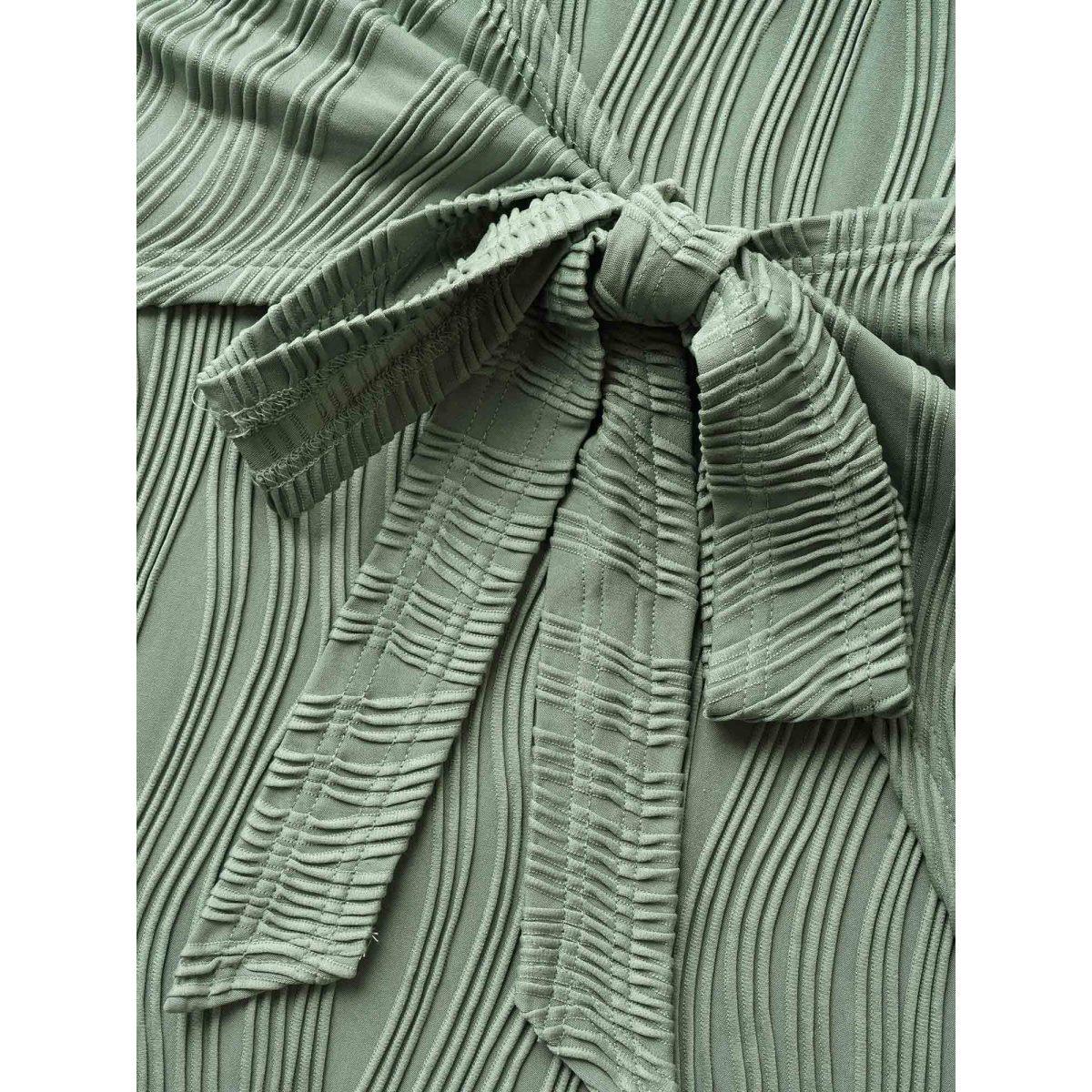 Plus Size Round Neck Pit Strip Tie Knot Dress Palemauve Women Casual Tie knot Round Neck Short sleeve Curvy BloomChic 12/L Product Image