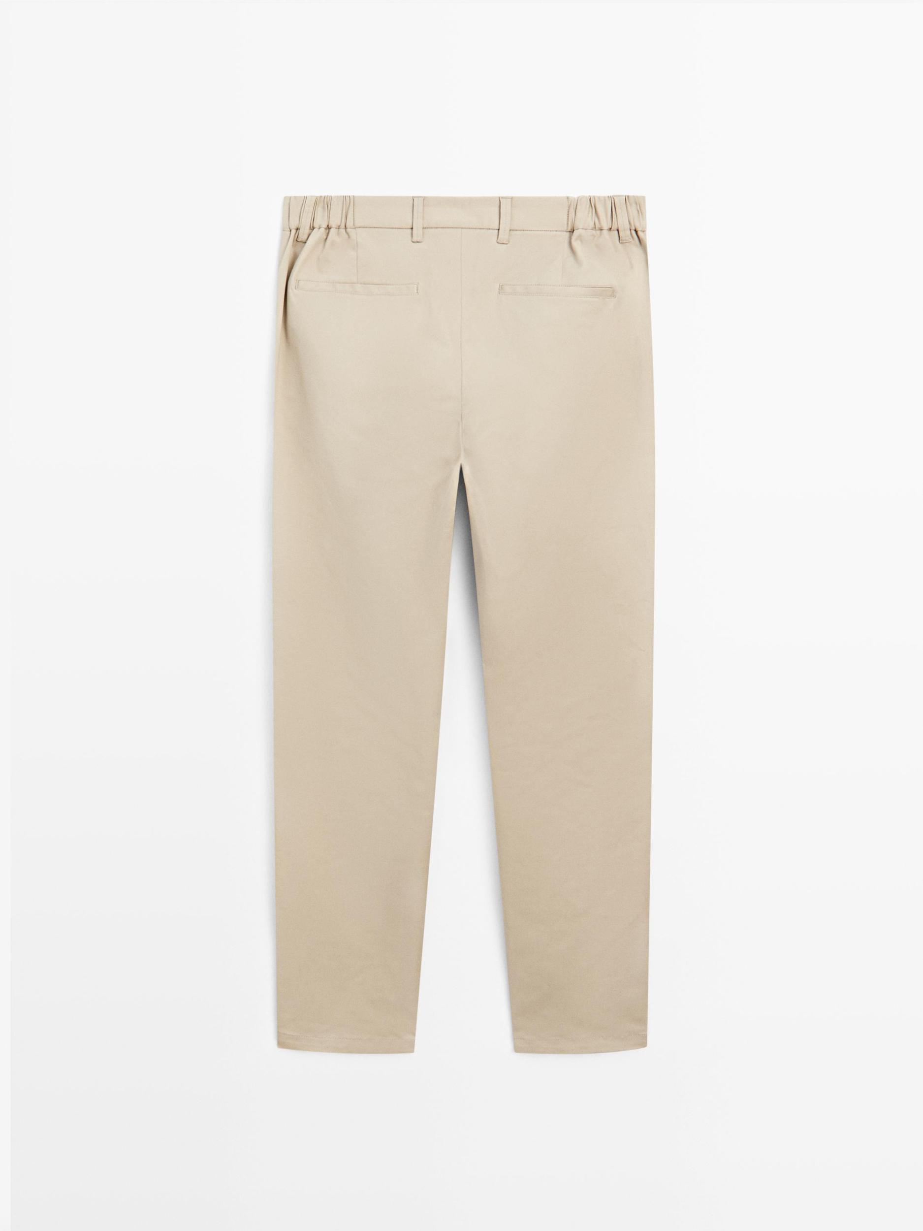 Cotton blend tapered fit trousers Product Image