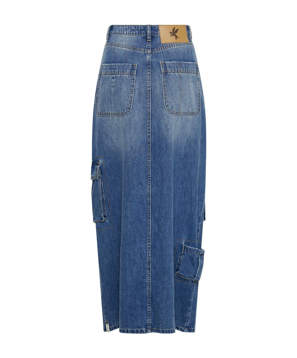 PACIFICA 90S CARGO POCKET COLUMN DENIM SKIRT Product Image