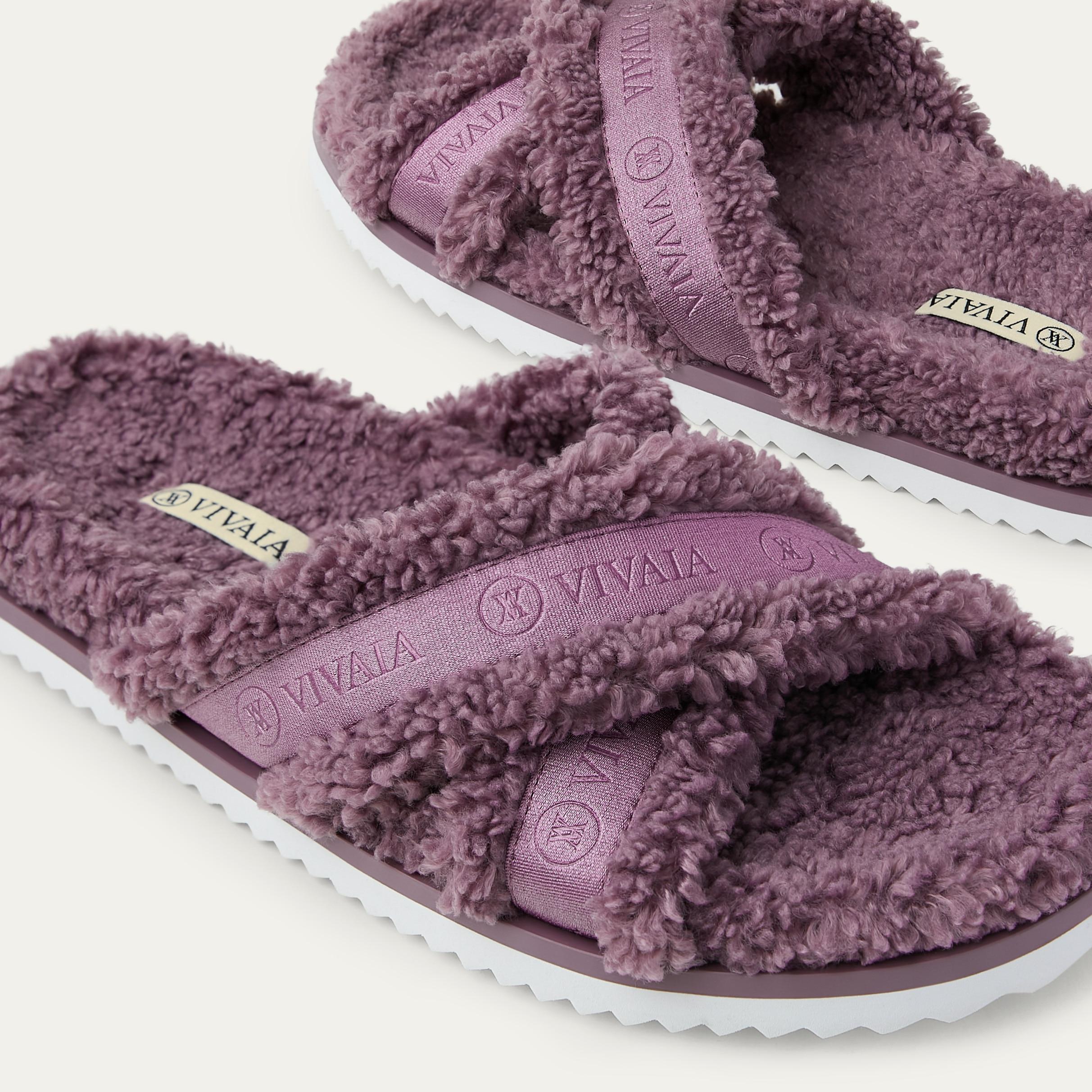 Furry Criss-Cross Strap Slippers (Hannah) Product Image