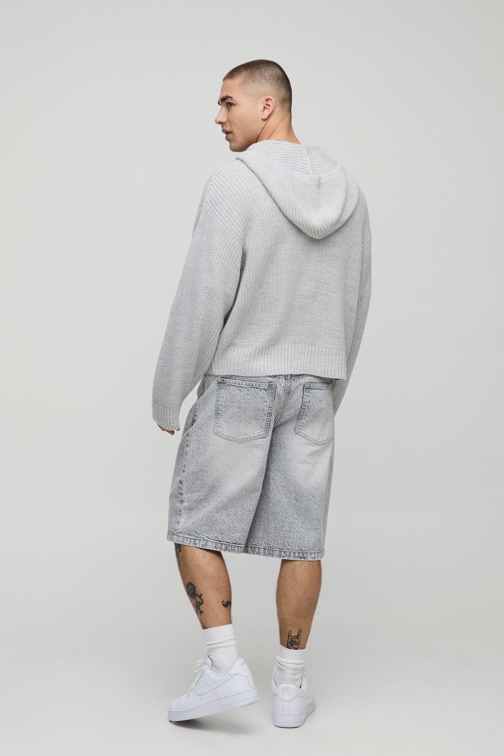 Boxy Fit Knitted Hoodie | boohooMAN USA Product Image