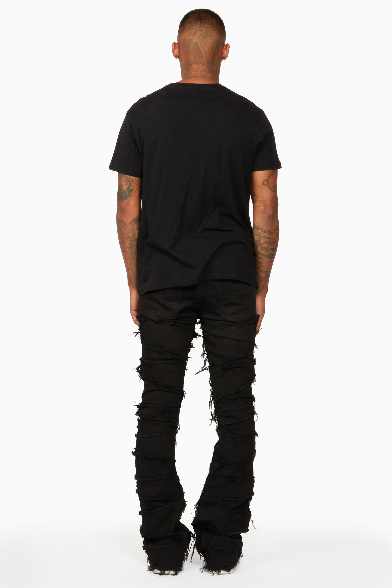 Shake Black Stacked Flare Jean Male Product Image