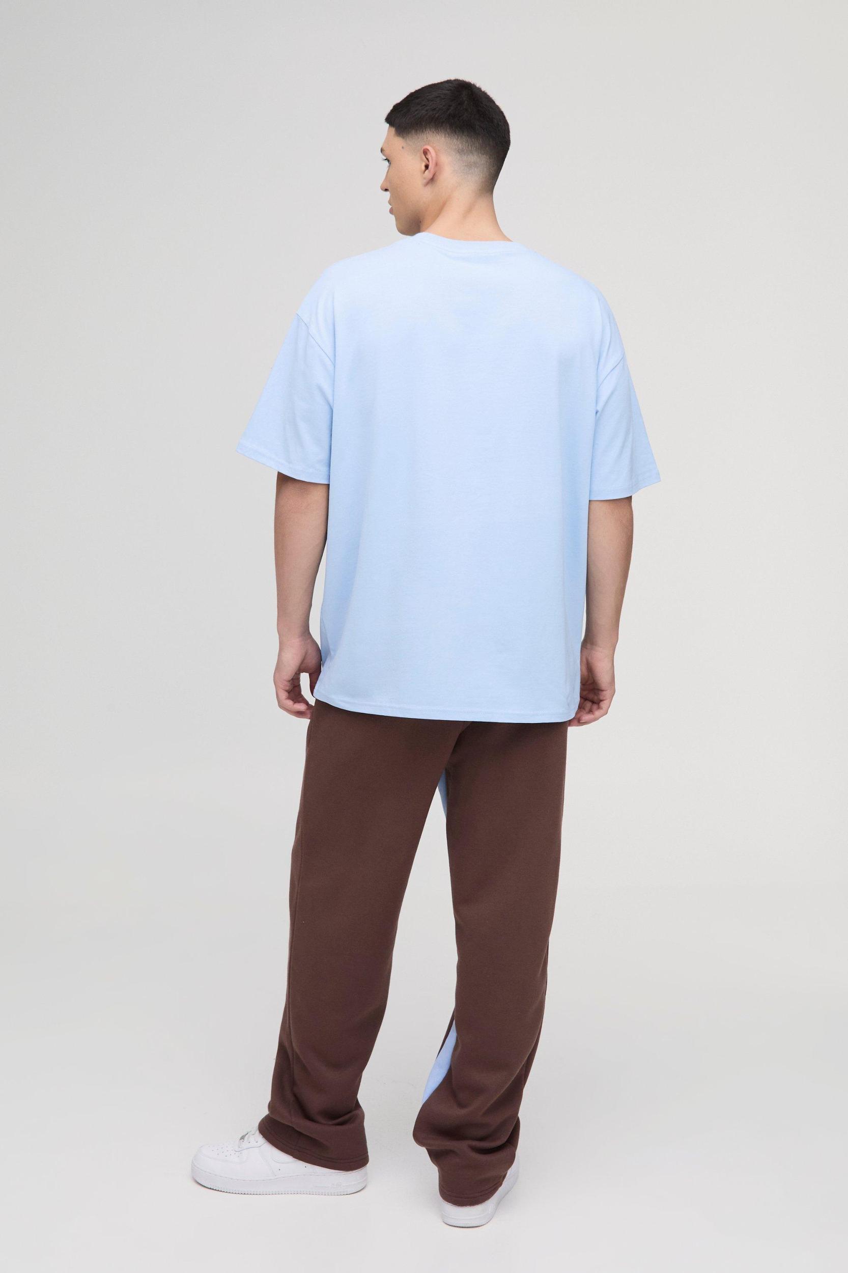 Oversized Worldwide T-Shirt & Gusset Sweatpants Set | boohooMAN USA Product Image