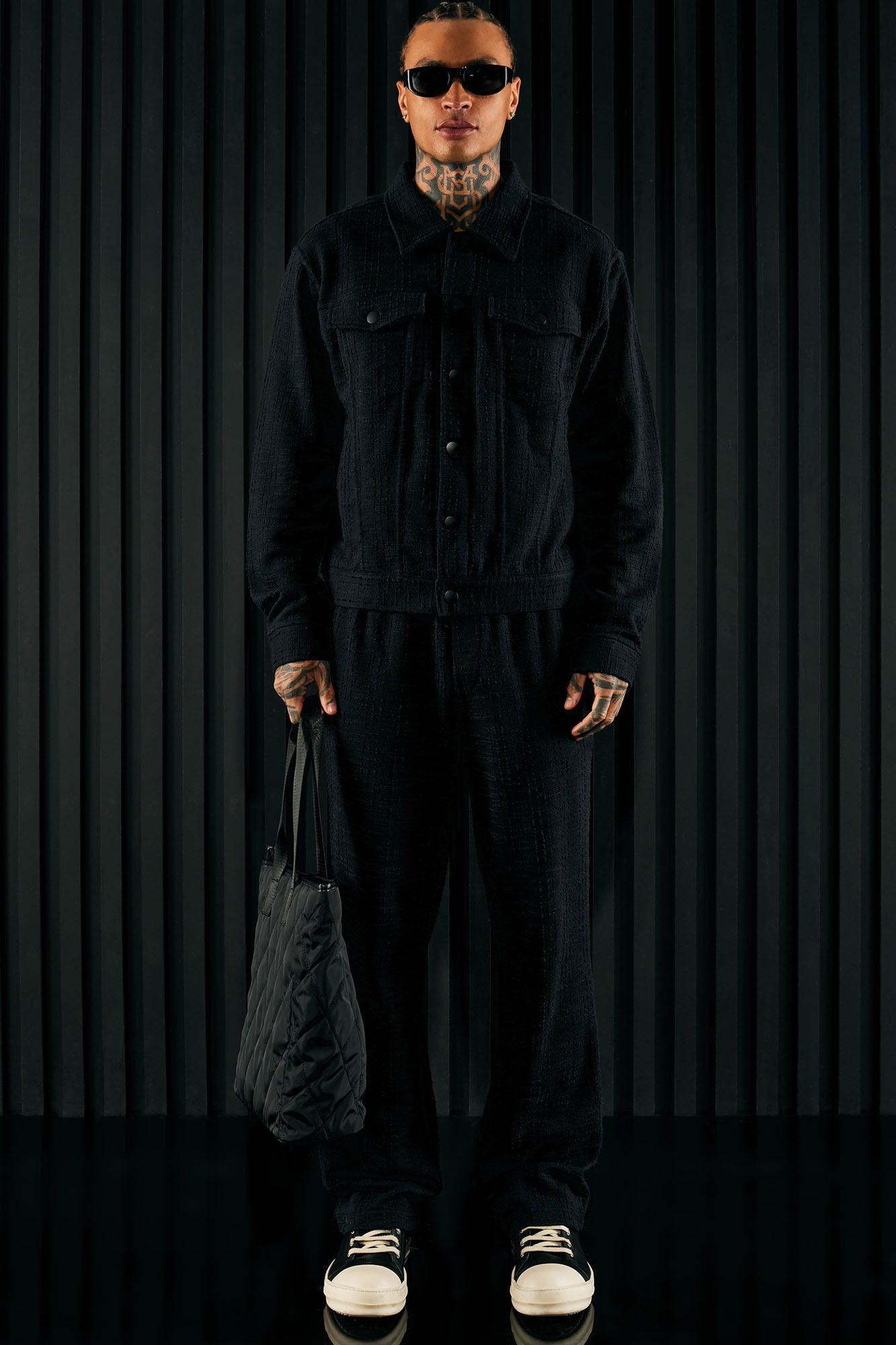 Jordan Textured Trucker Jacket - Black Product Image