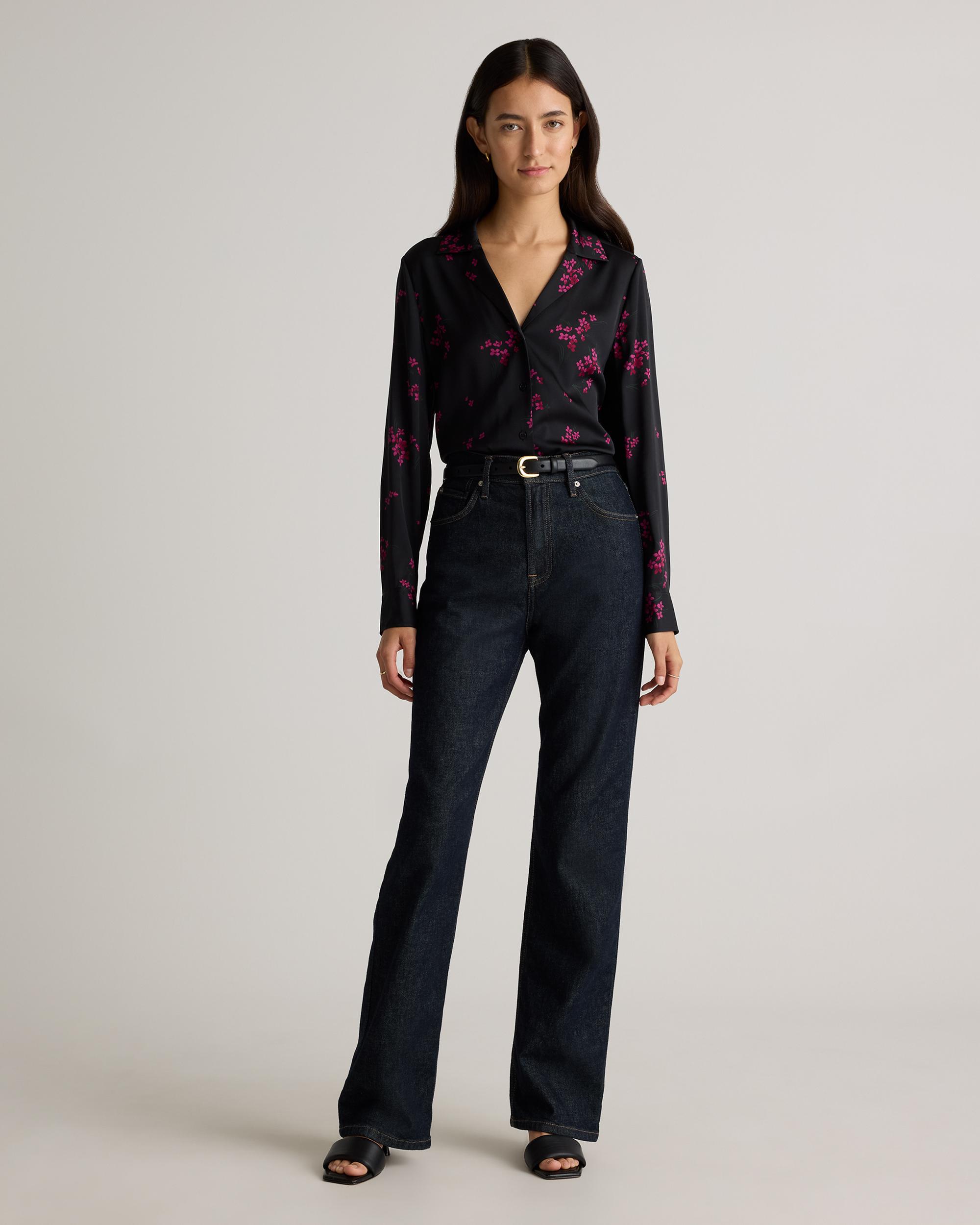 Quince | Women's Washable Stretch Silk Notch Collar Blouse Size XL Product Image