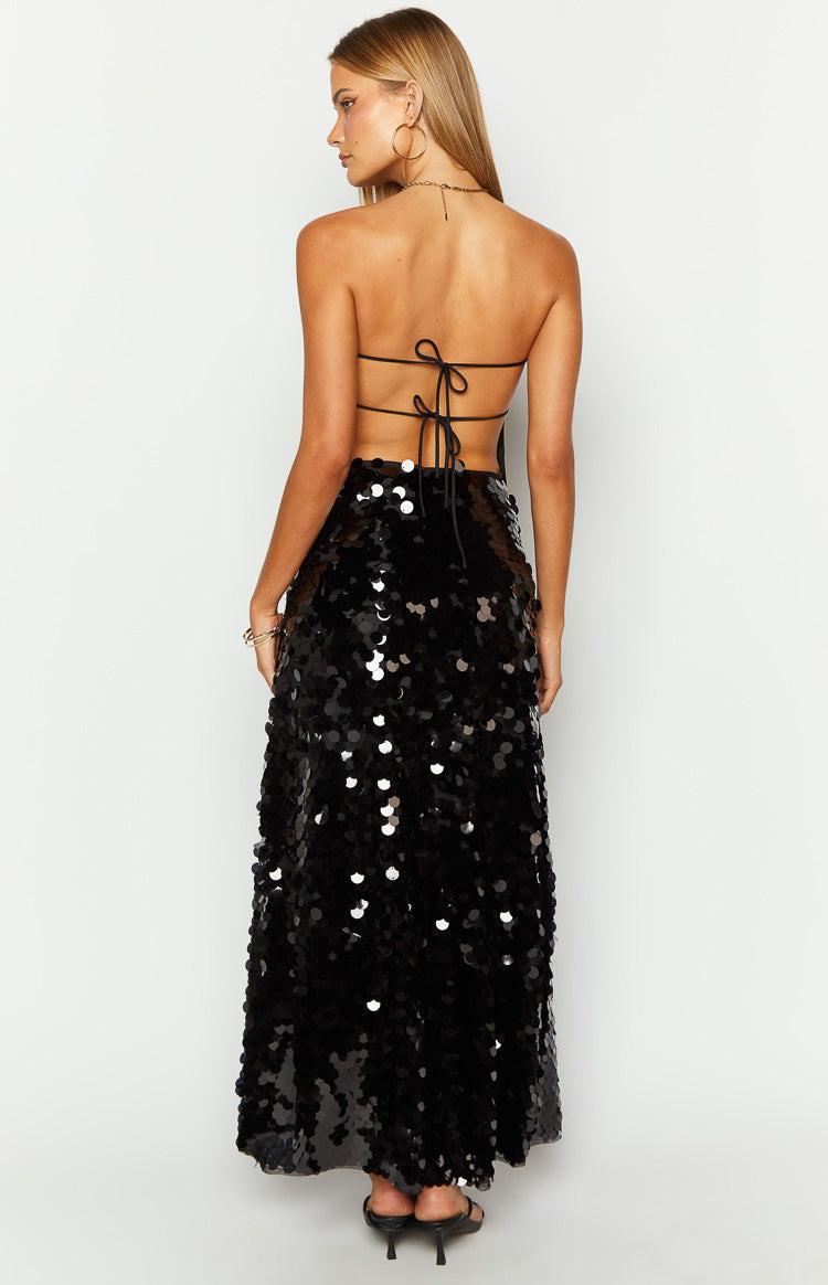 Genevieve Black Sequin Maxi Skirt Product Image