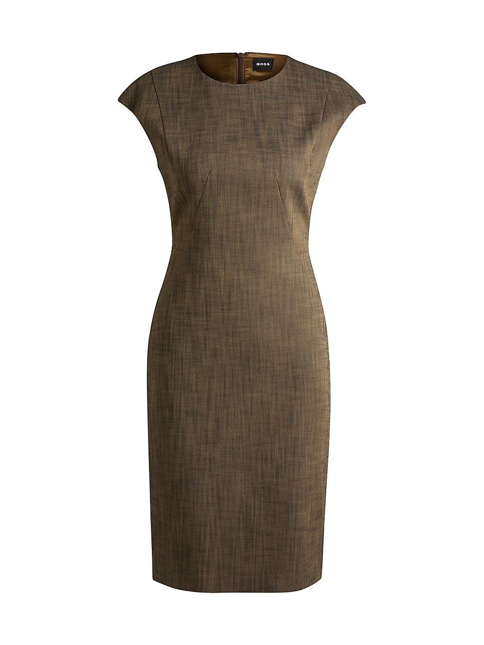 Womens Cap-Sleeve Dress in Melange Stretch Sharkskin Product Image