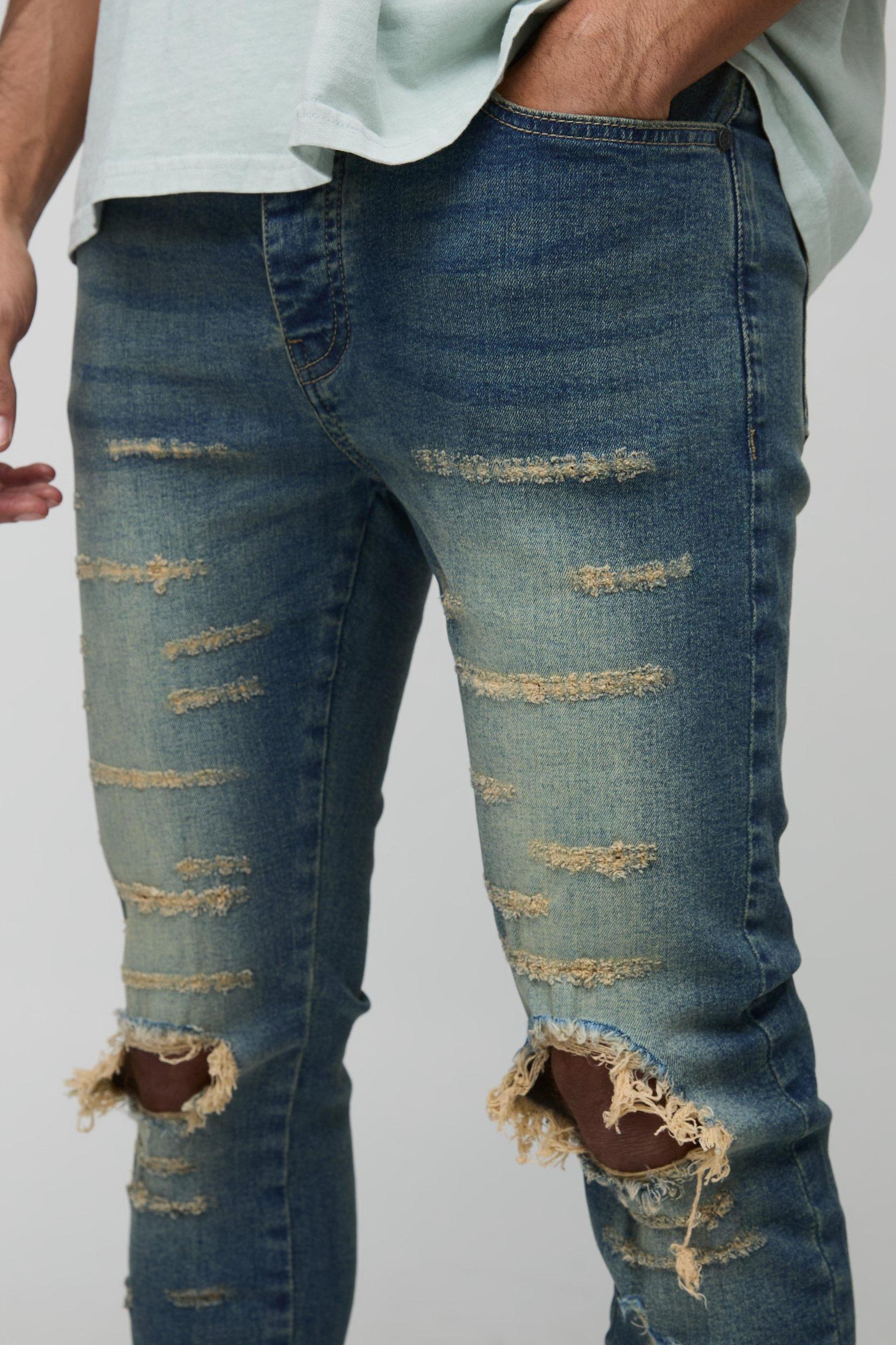 Extreme Rip Busted Knee Skinny Jeans | boohooMAN USA Product Image