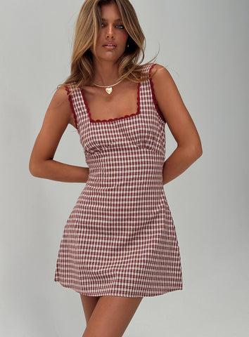 Dasha Mini Dress Red Check Product Image
