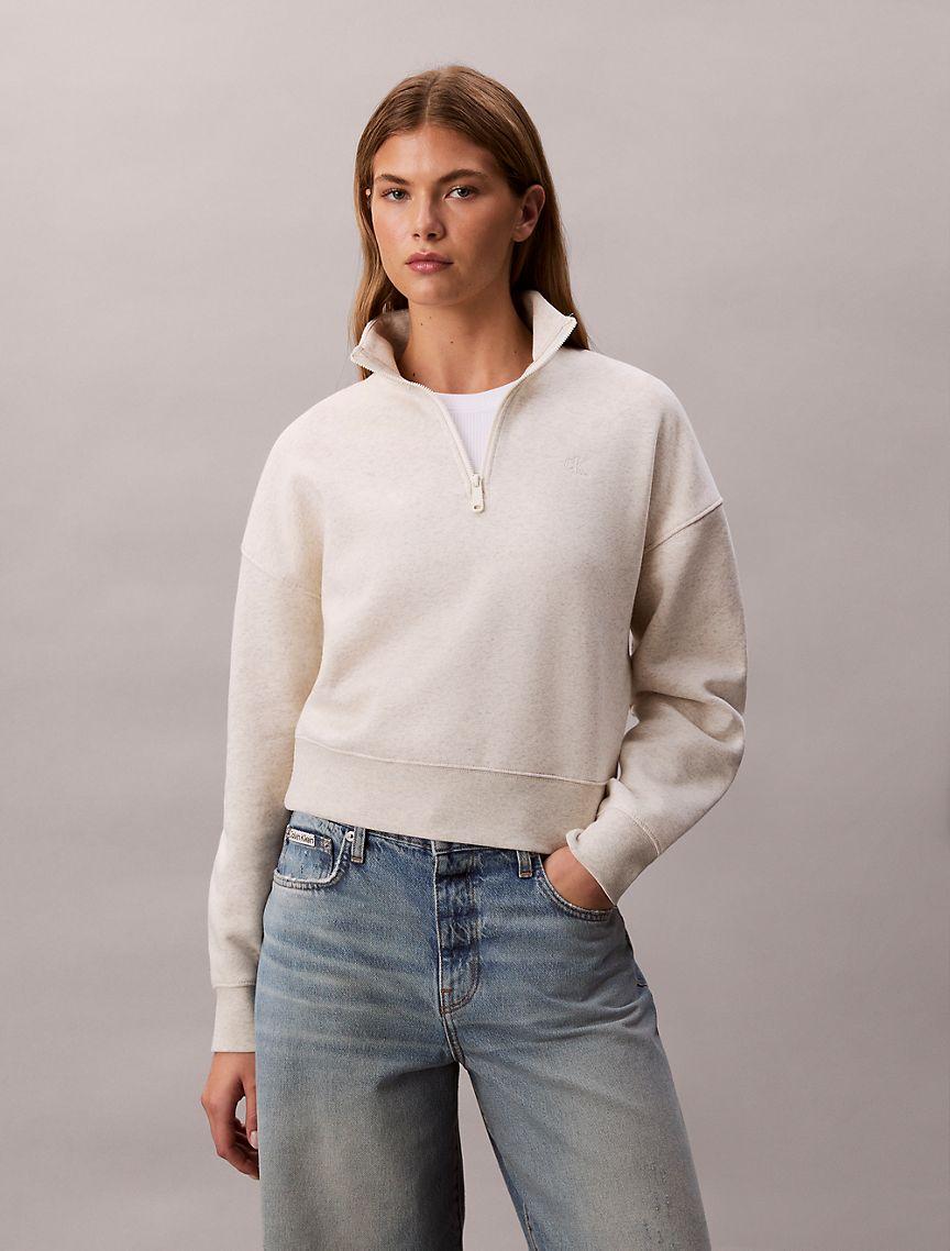 Archive Logo Fleece Quarter Zip Mock Neck Sweatshirt  Product Image