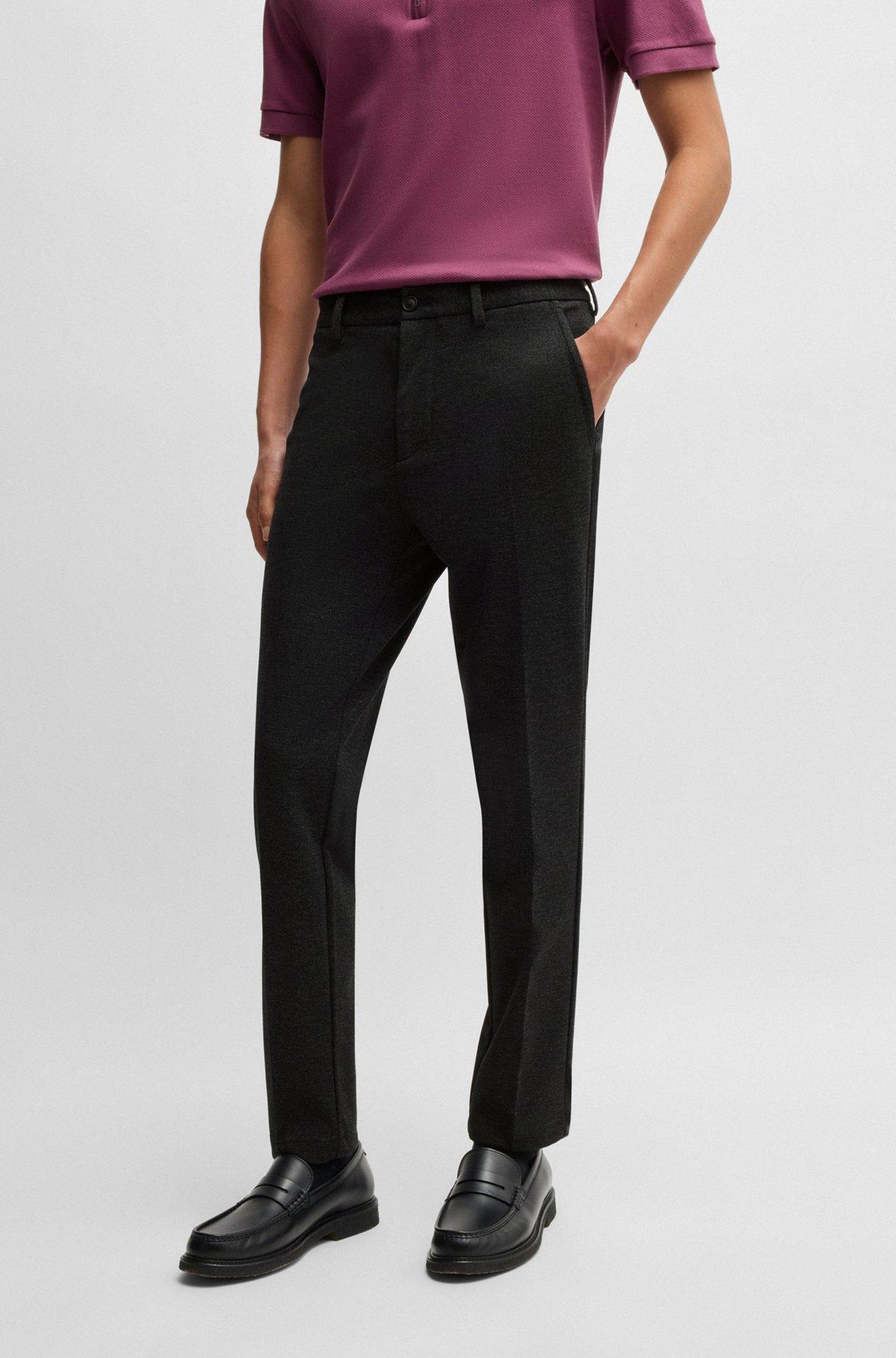 Slim-fit trousers in salt-and-pepper stretch jersey Product Image