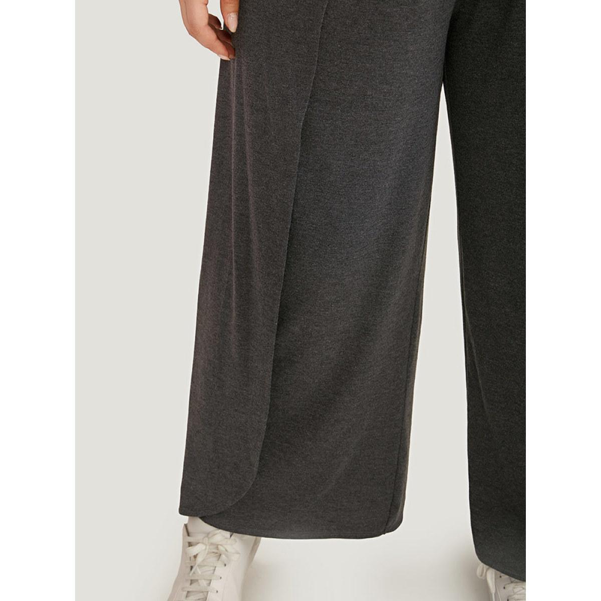 Plus Size Wideband Waist Tiered Wide Leg Pants Women DimGray Casual Wide Leg High Rise Dailywear Pants BloomChic 28/5X Product Image