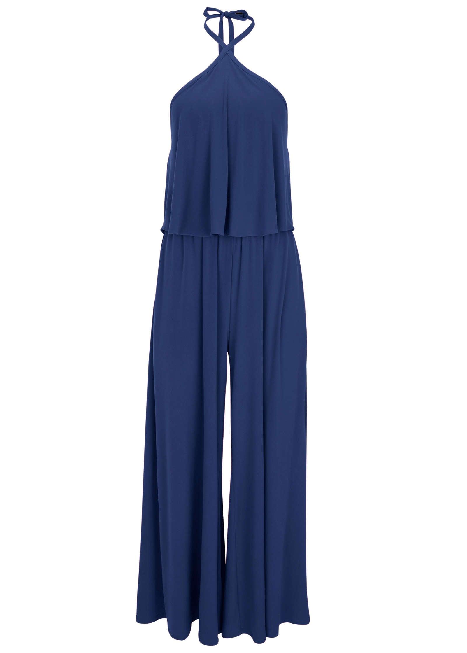 Cross Neck Jumpsuit - Dark Blue Product Image