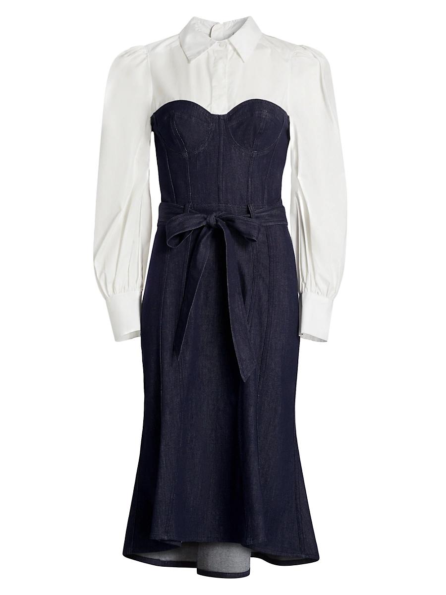 Womens Denim Poplin Bustier Midi-Dress Product Image