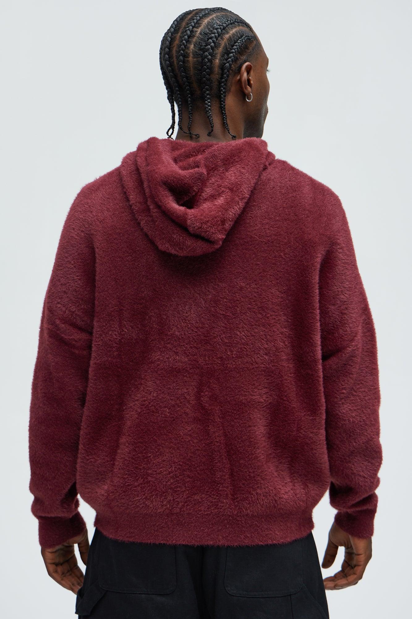 Lock You Down Sweater Hoodie - Burgundy Product Image