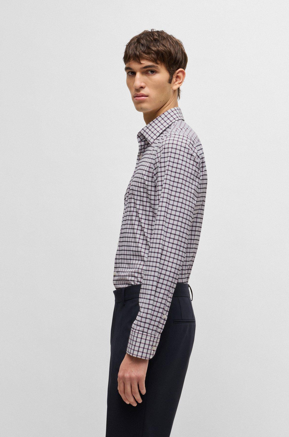 Slim-fit shirt in checked performance-stretch material Product Image
