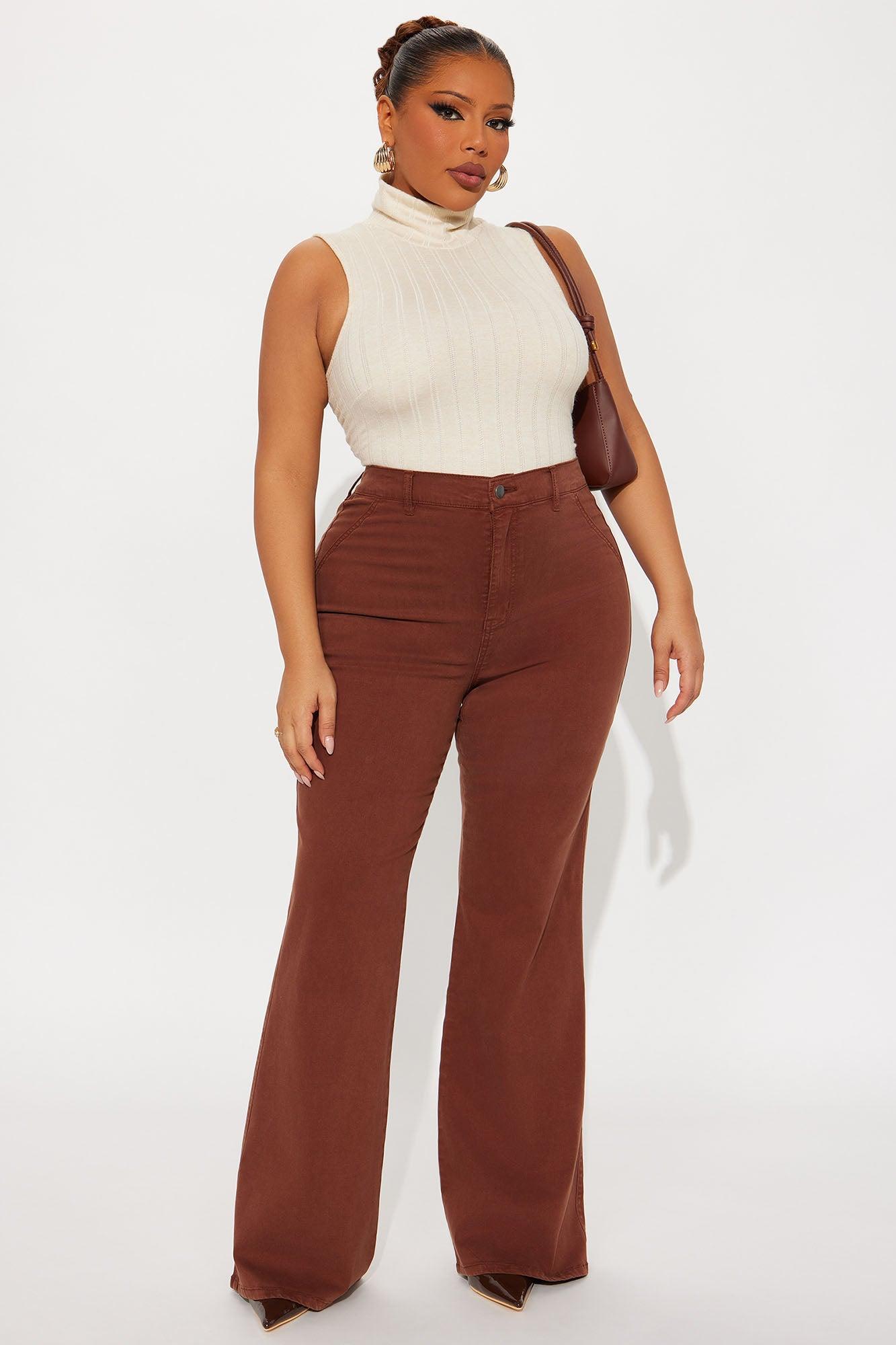 Classic Color Trouser Flare Jeans - Brown Female Product Image