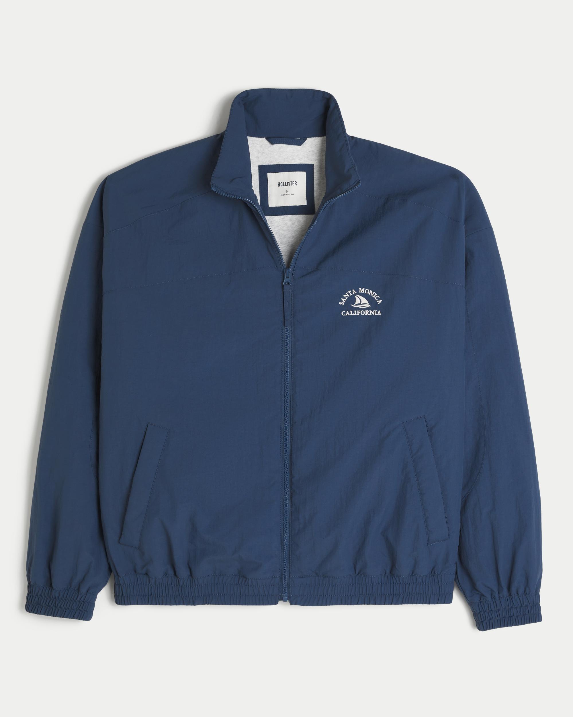 Fleece-Lined Santa Monica Graphic Windbreaker Jacket Product Image