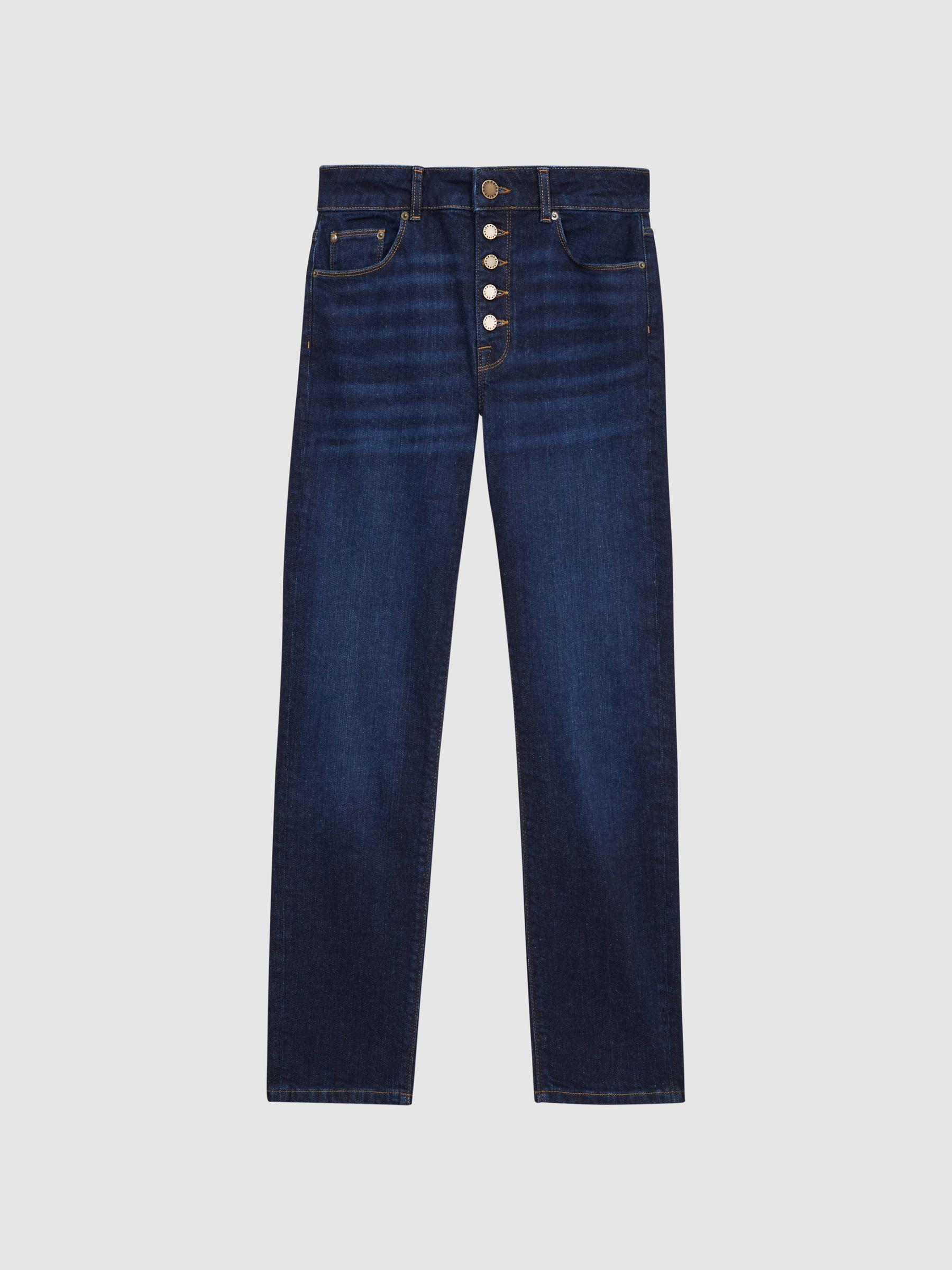 High Rise Straight Leg Jeans in Deep Indigo Product Image