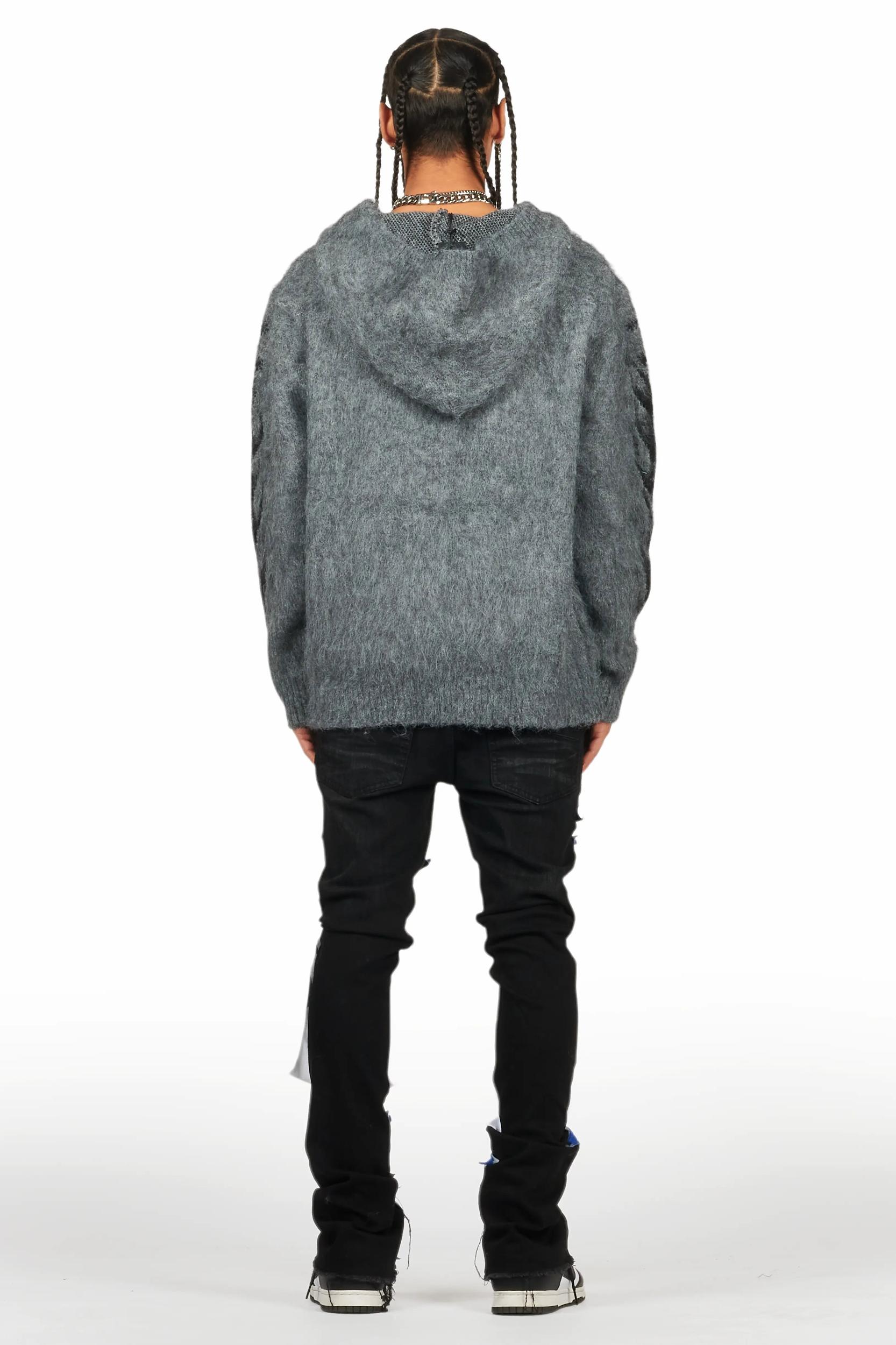 Edgar Jet Black Patchwork Stacked Flare Jean Male Product Image