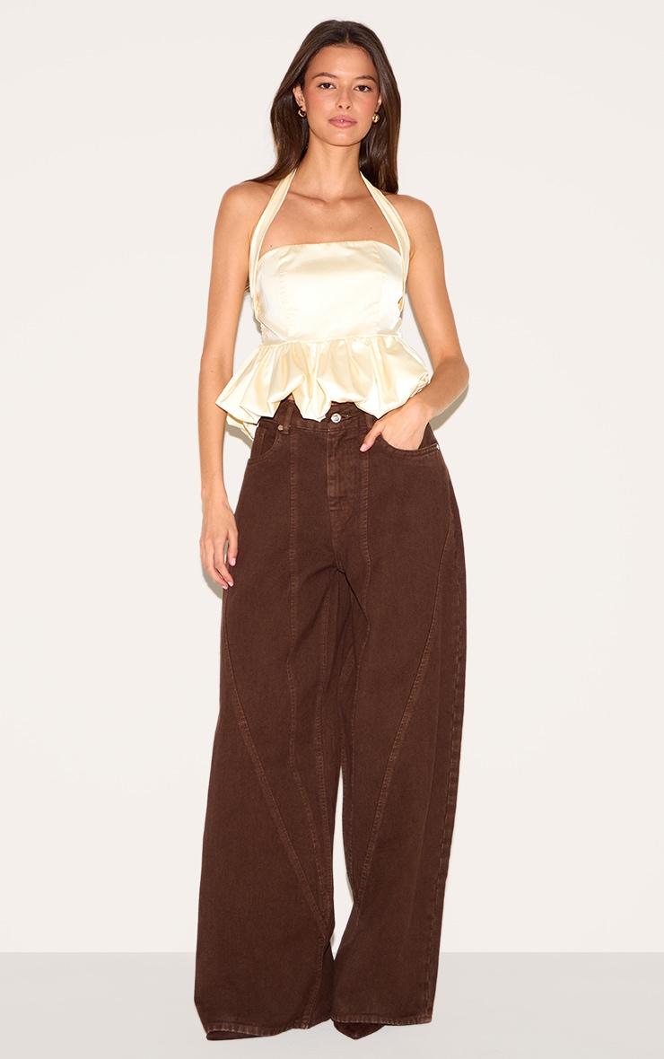 Yellow Halterneck Puff Ball Top Product Image