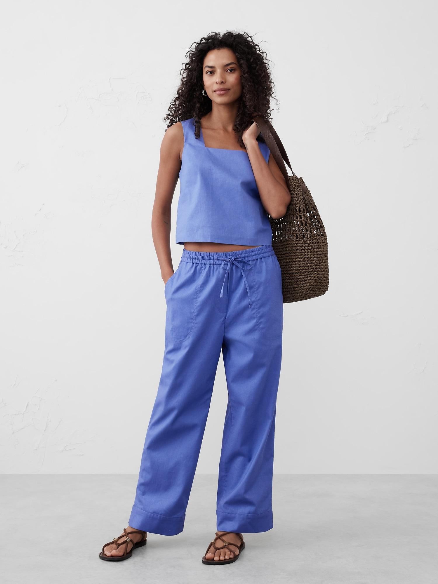 Linen-Blend Square-Neck Top Product Image