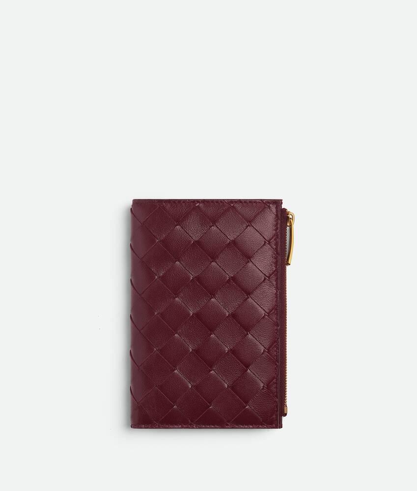 Women's Intrecciato Medium Bi-Fold Wallet in Barolo Product Image