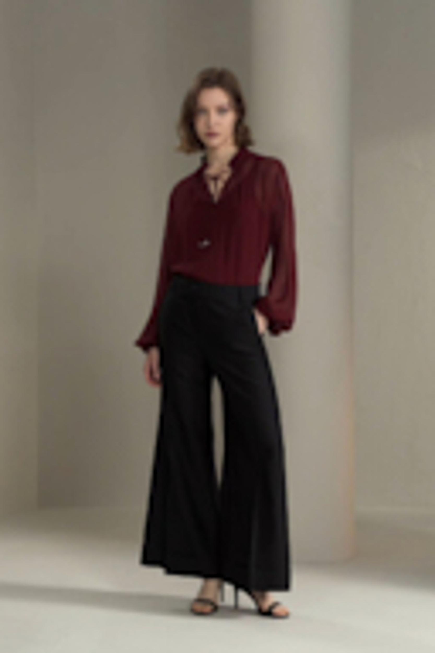 Tie Front Drawstring Georgette Blouse Product Image