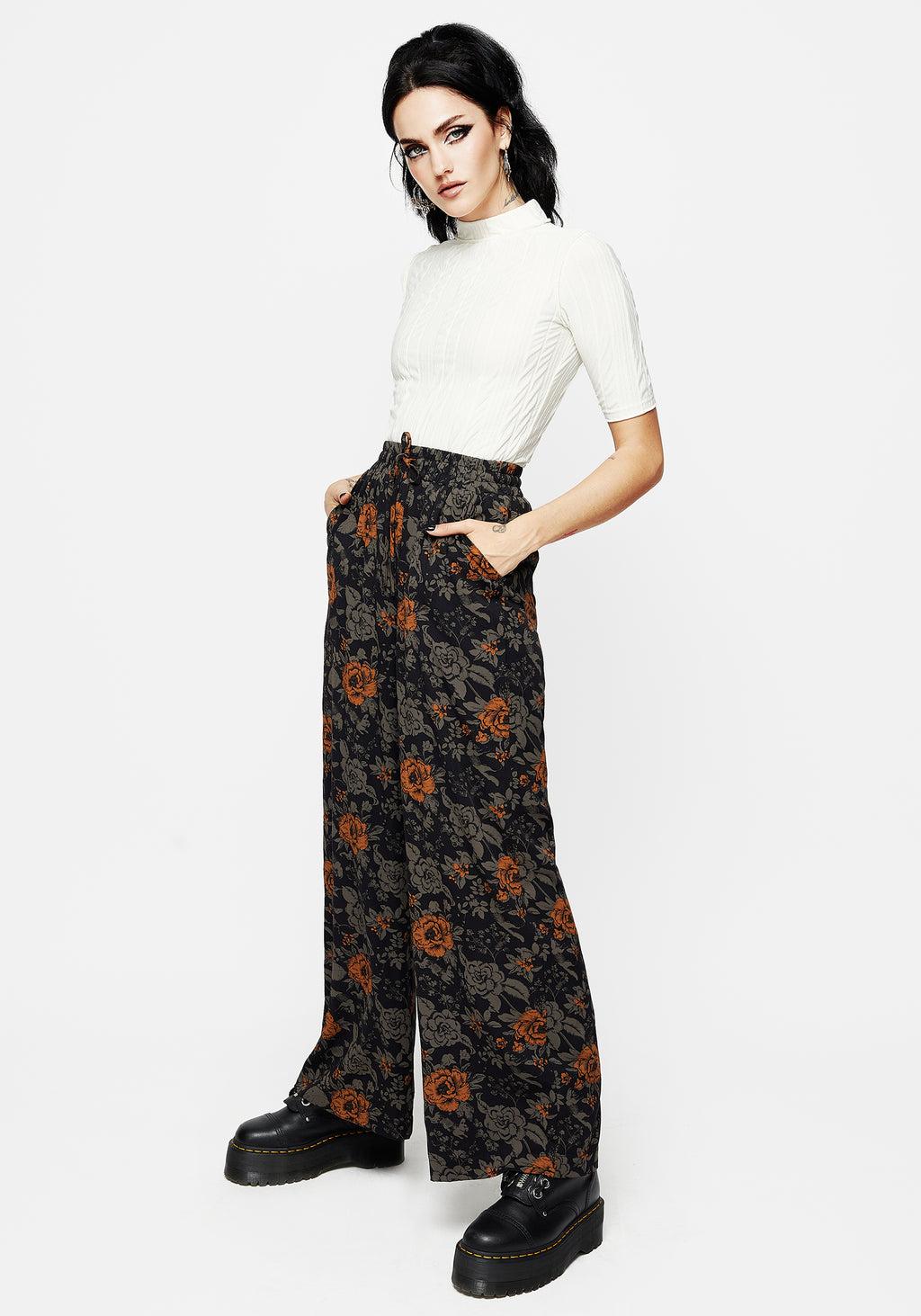 Mortify Floral Print Wide Leg Trousers Product Image