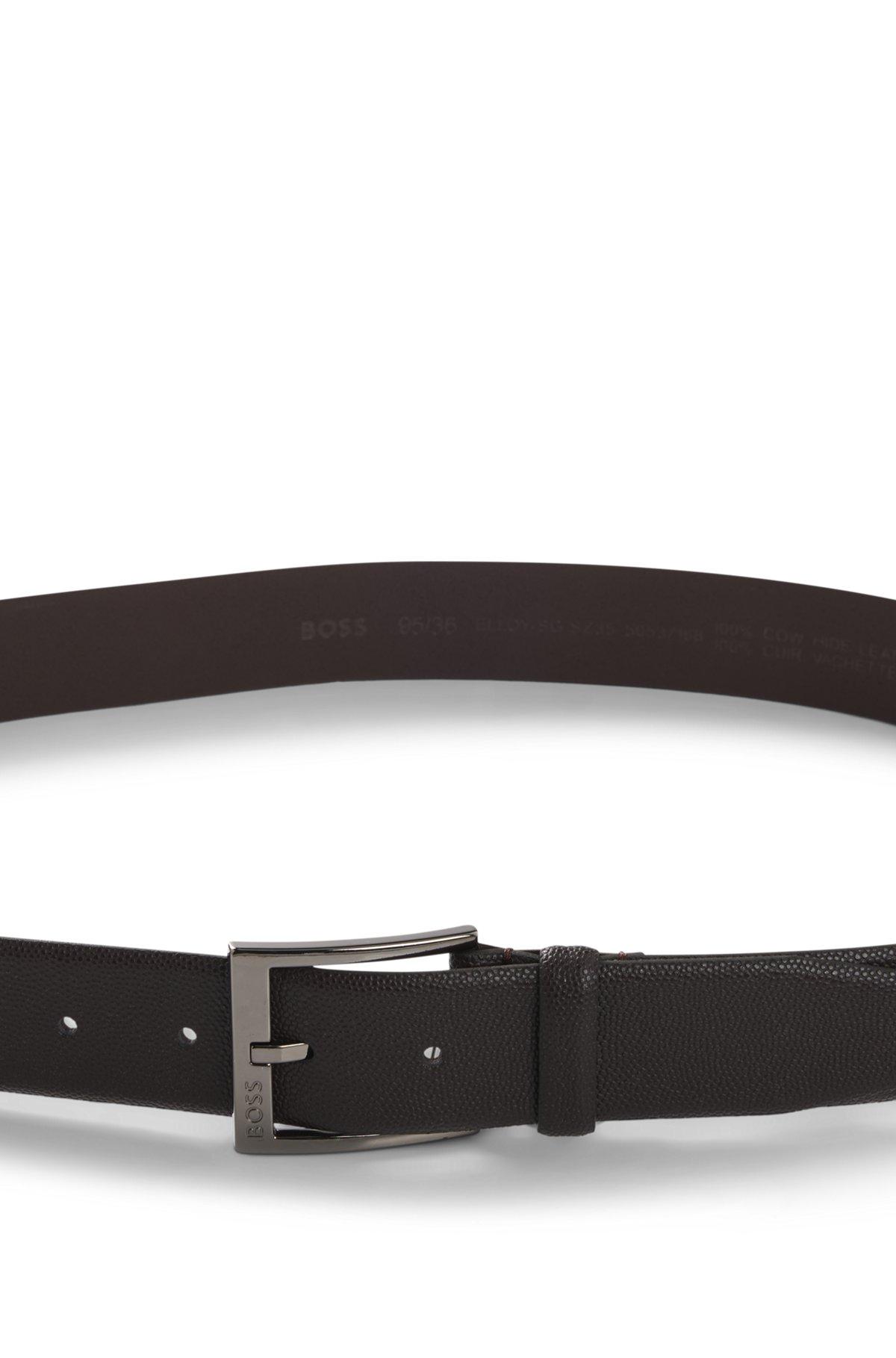 Italian-leather belt with branded buckle Product Image