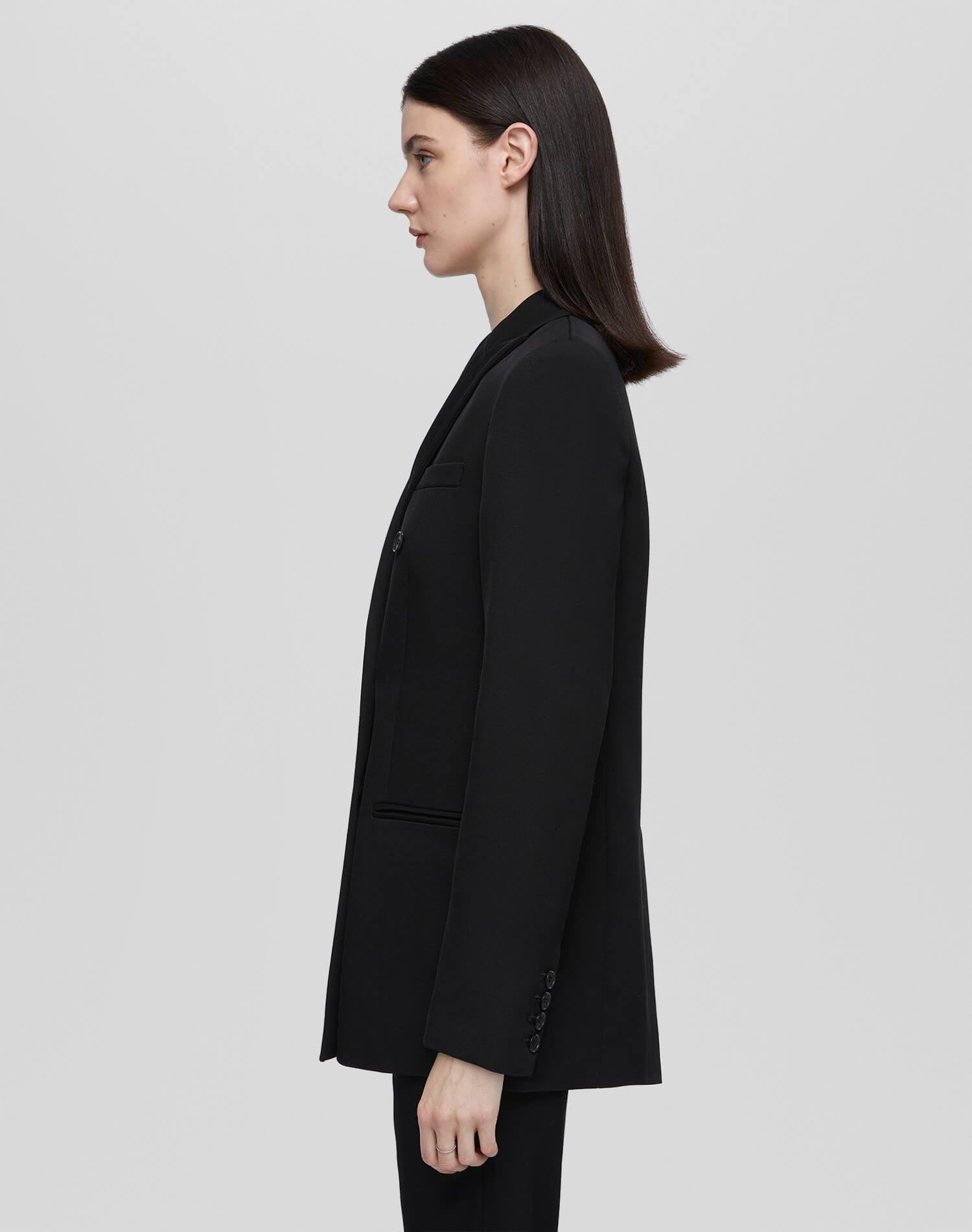 Double Breasted Long Blazer - Black Product Image