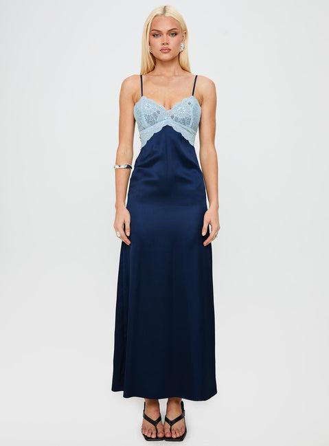 Better Than Words Lace Maxi Dress Navy Product Image
