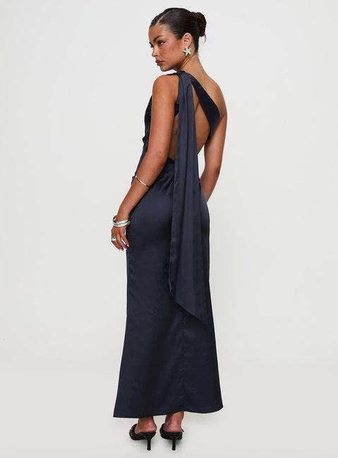 Dulcia One Shoulder Maxi Dress Blue Product Image