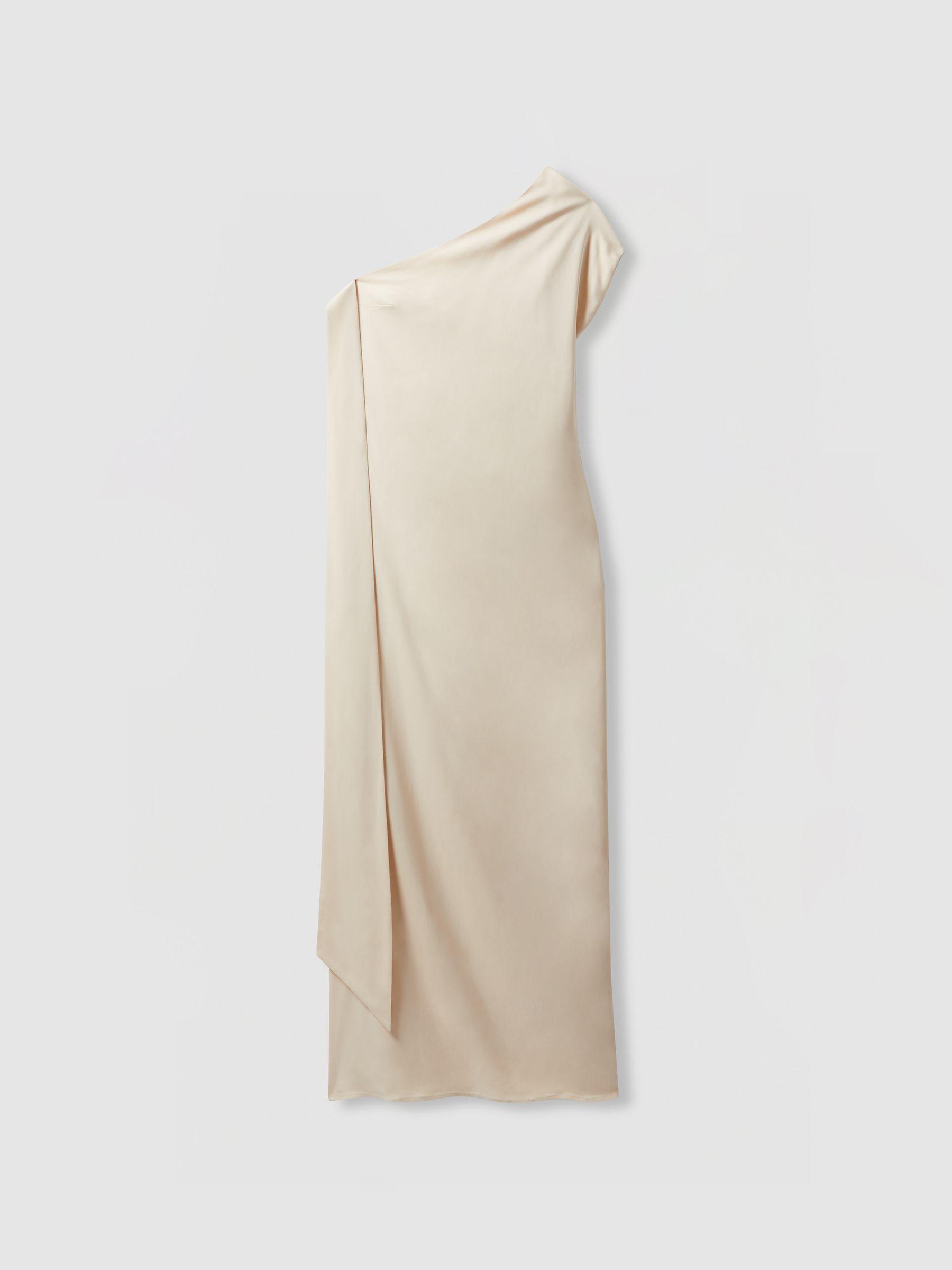 Atelier One-Shoulder Drape Back Maxi Dress in Off White Product Image