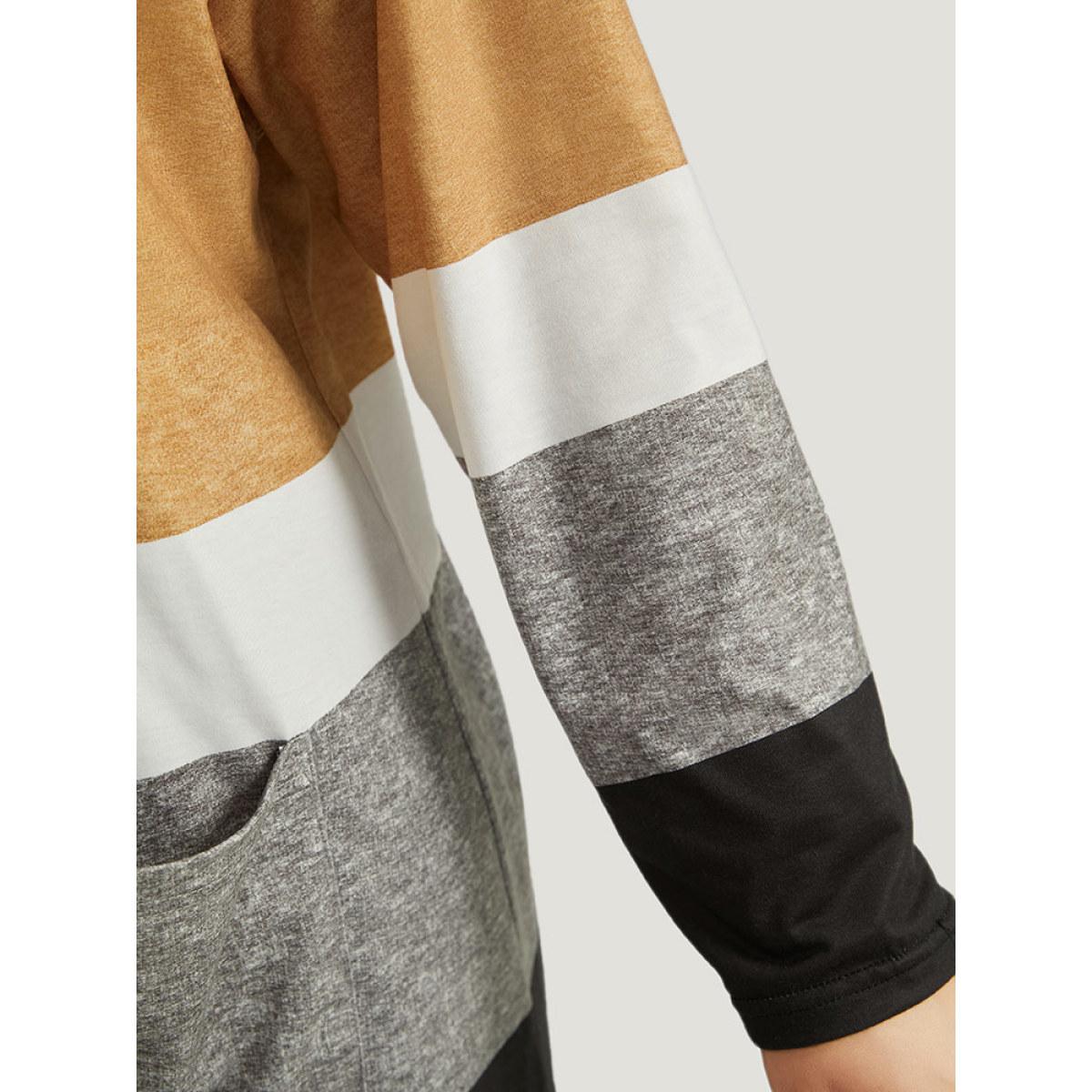 Plus Size Halloween Anti-Wrinkle Colorblock Contrast Pocket Open Front Kimono Women Multicolor Casual Contrast Pocket Dailywear Kimonos BloomChic 14-16/1X Product Image