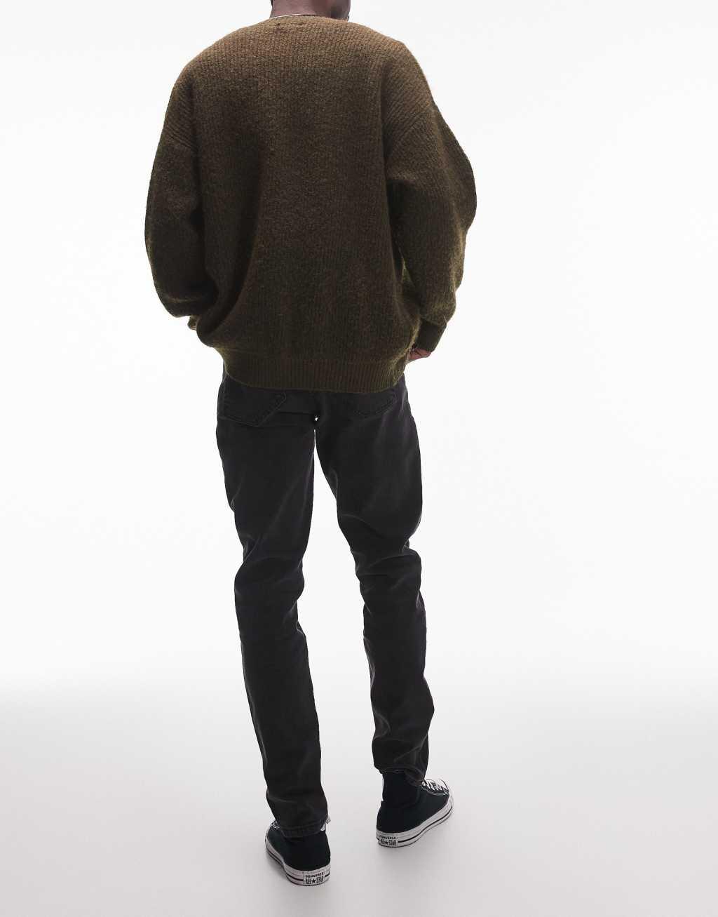 Topman stretch skinny jeans in washed black Product Image