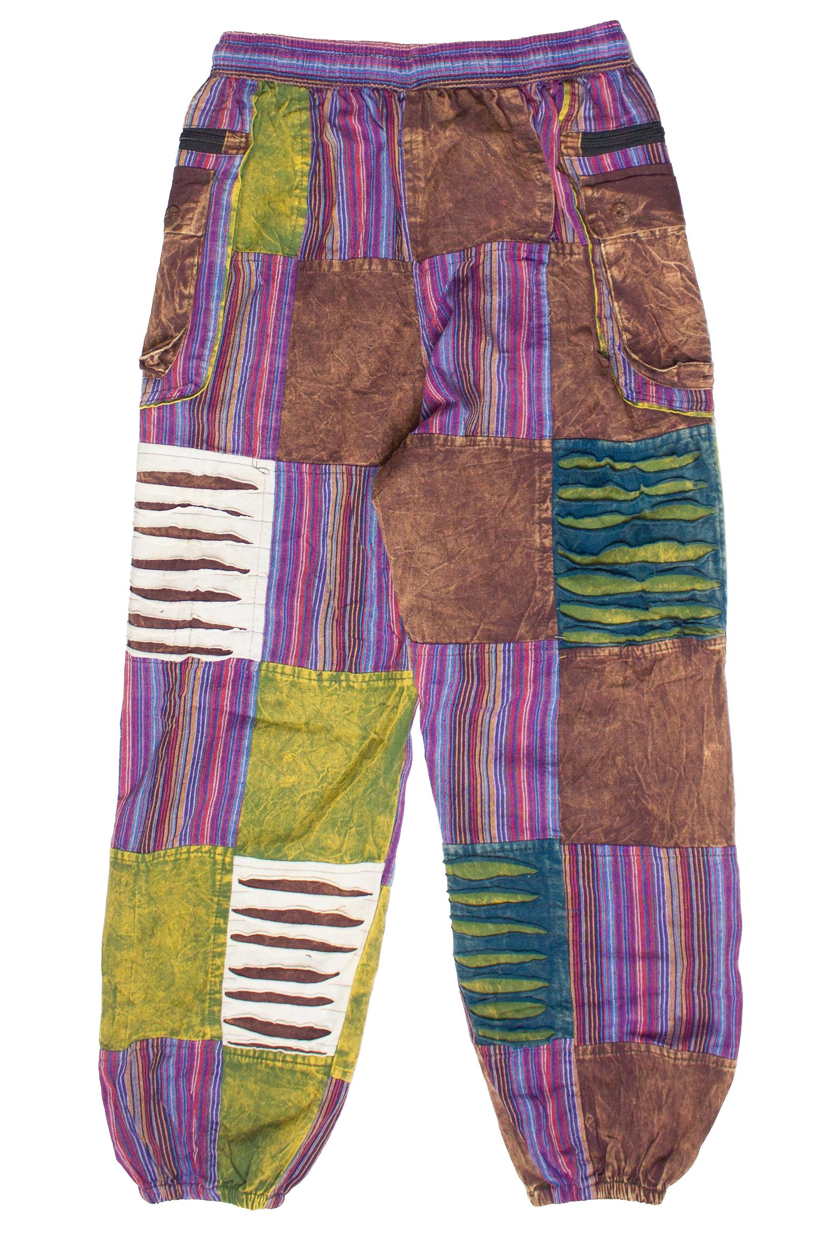 Distressed Embroidered Flower Patchwork Pants Product Image