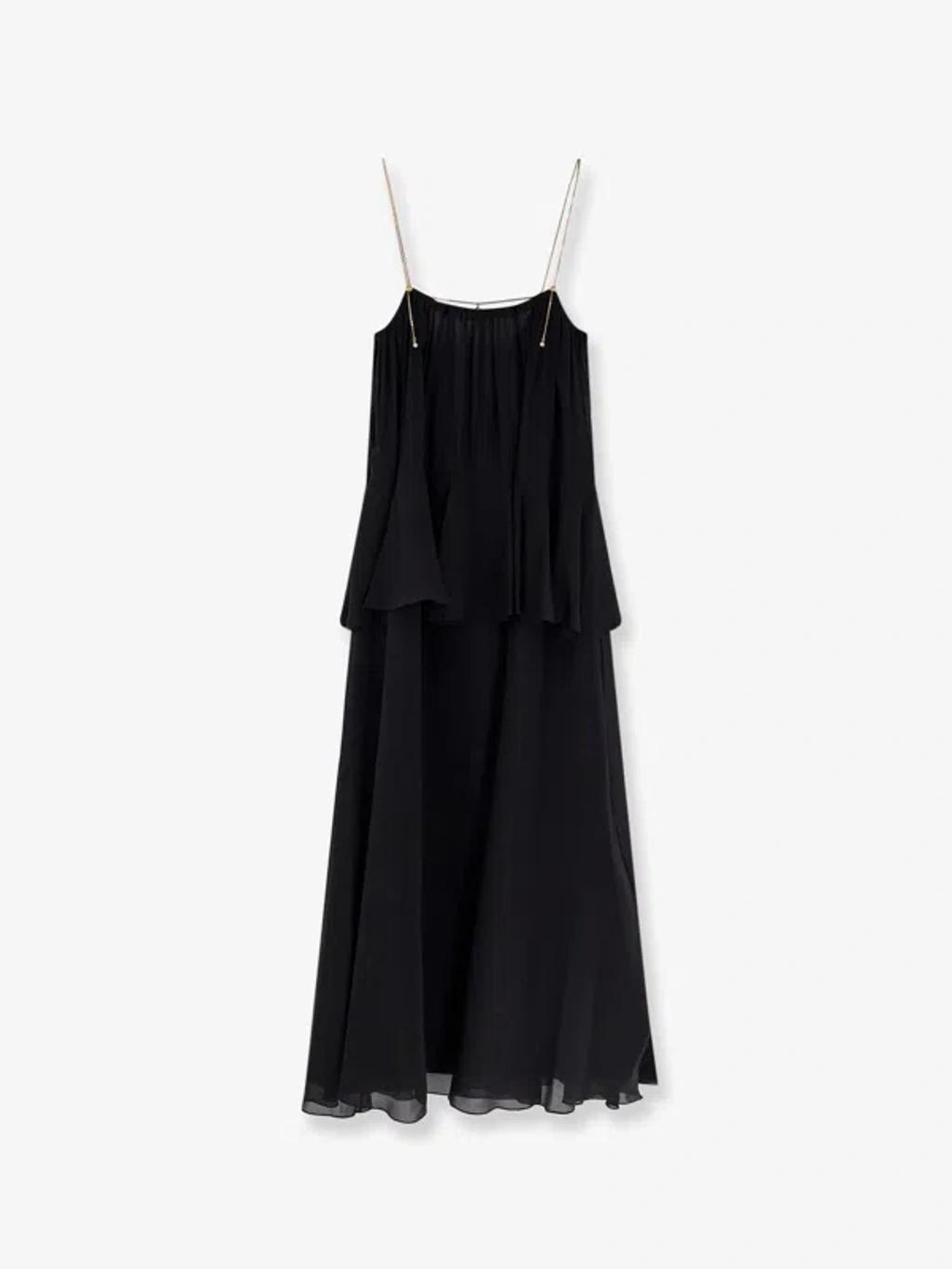 CHLOÉ Open-back Embellished Tiered Silk-georgette Maxi Dress In Black Product Image
