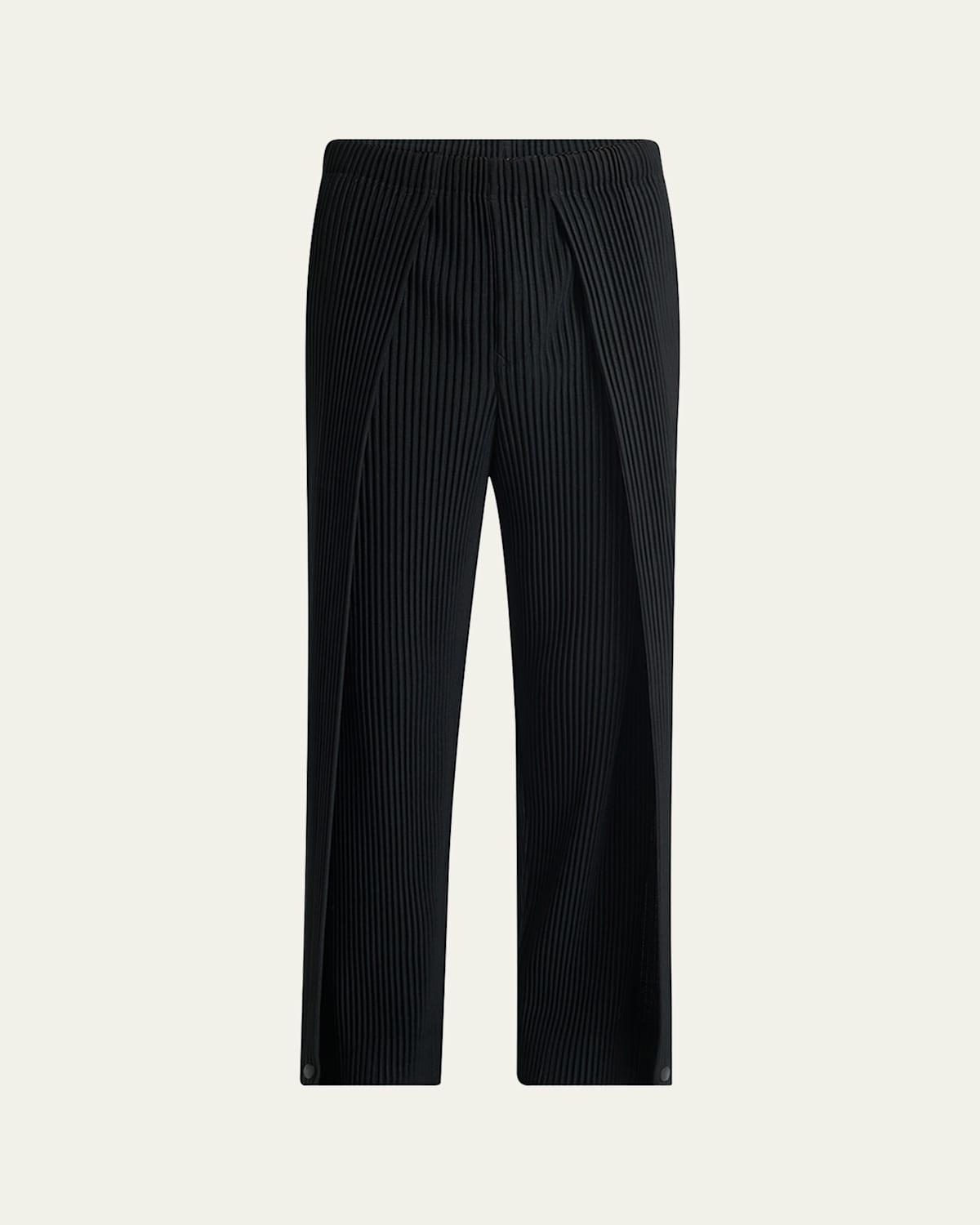 Mens Pleated Straight-Leg Pants Product Image